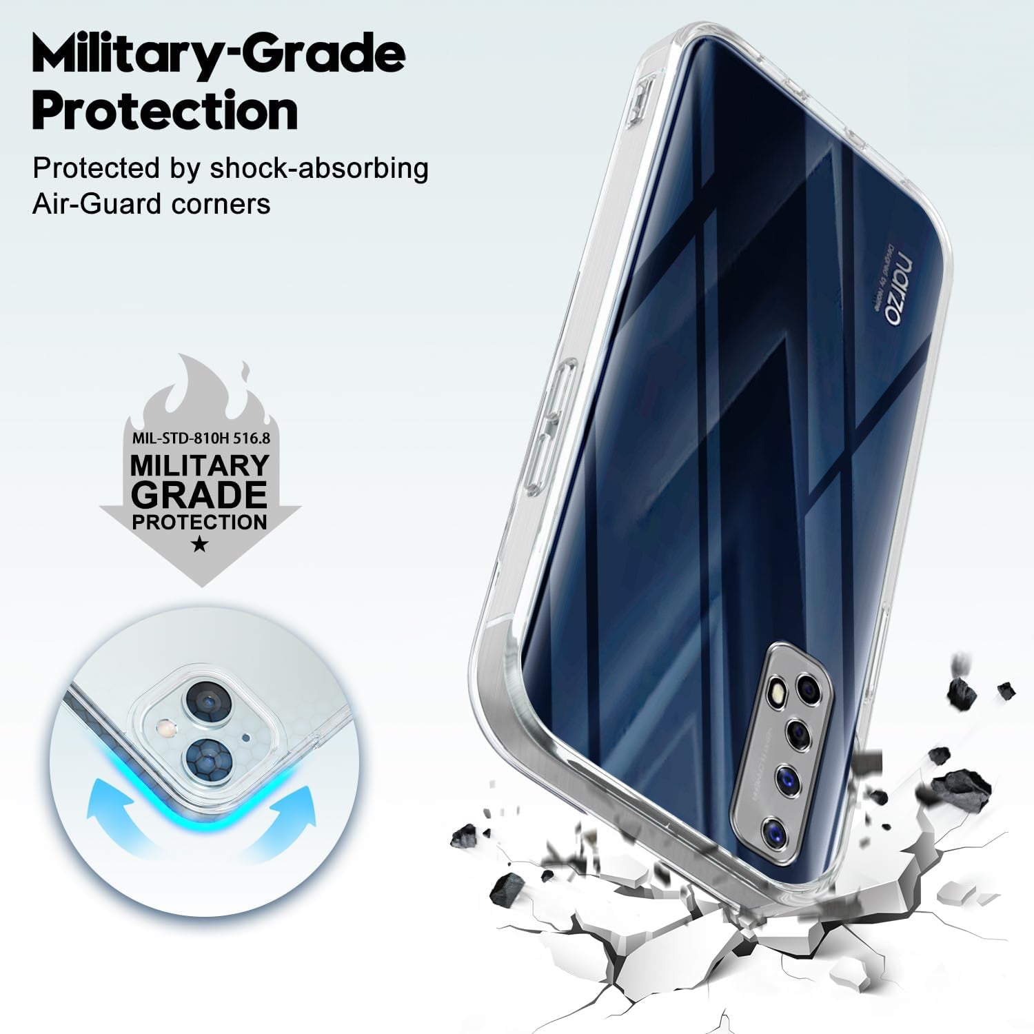 For Realme Narzo 20 Pro Back Cover Case (Clear Shockproof Case with Camera Protection | Soft and Flexible | Transparent)