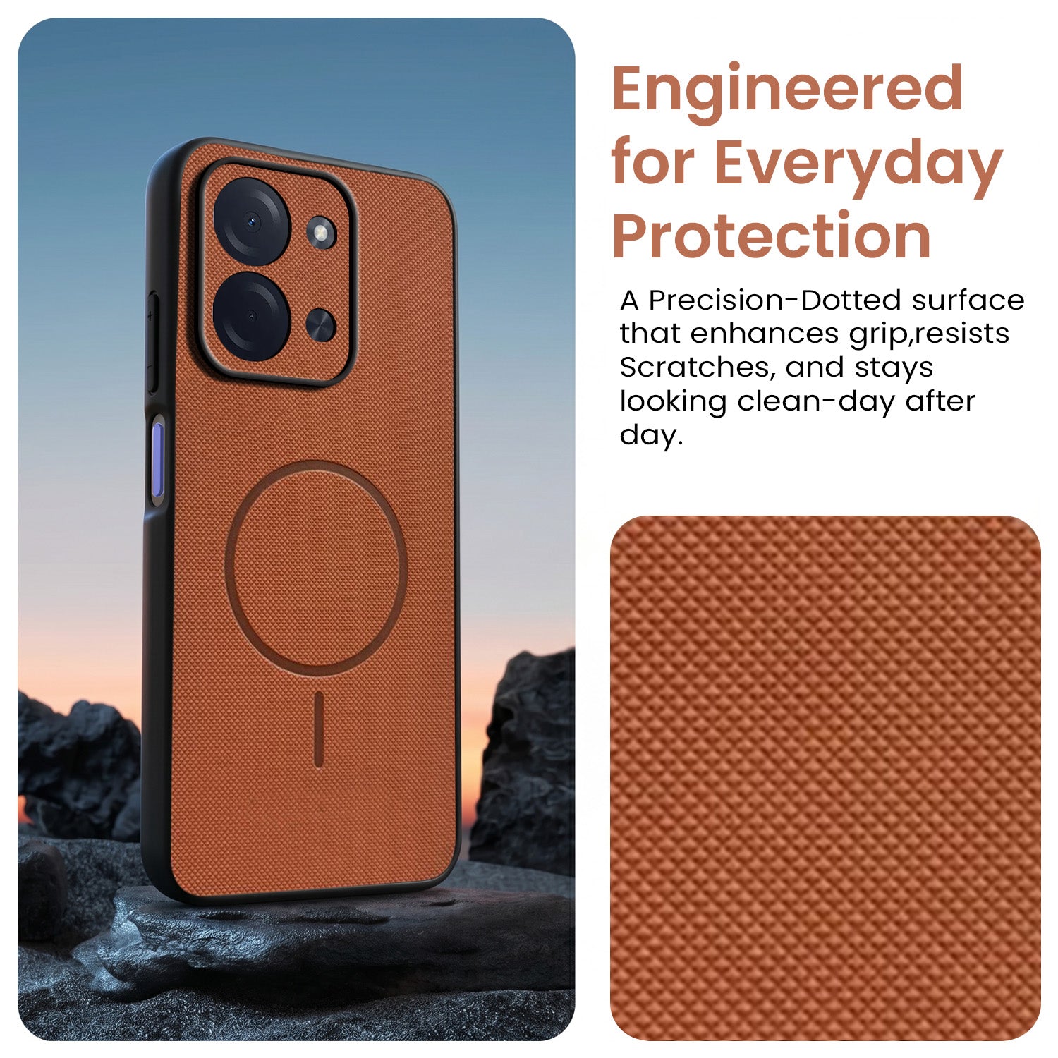 For Poco C85 5G Back Cover Case PU Leather (Texture Grip Design | Professional Minimalist | Camera Protection | Soft and Flexible)