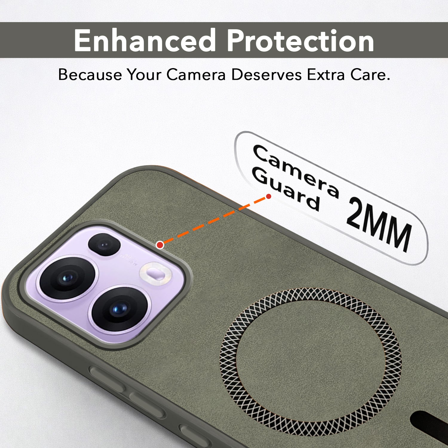 For Oppo Reno13 Pro | Oppo Reno 13 Pro Back Cover Case Leather Finish (MagSafe Compatible Wireless Charging | Soft Touch | Camera Bump Protection)