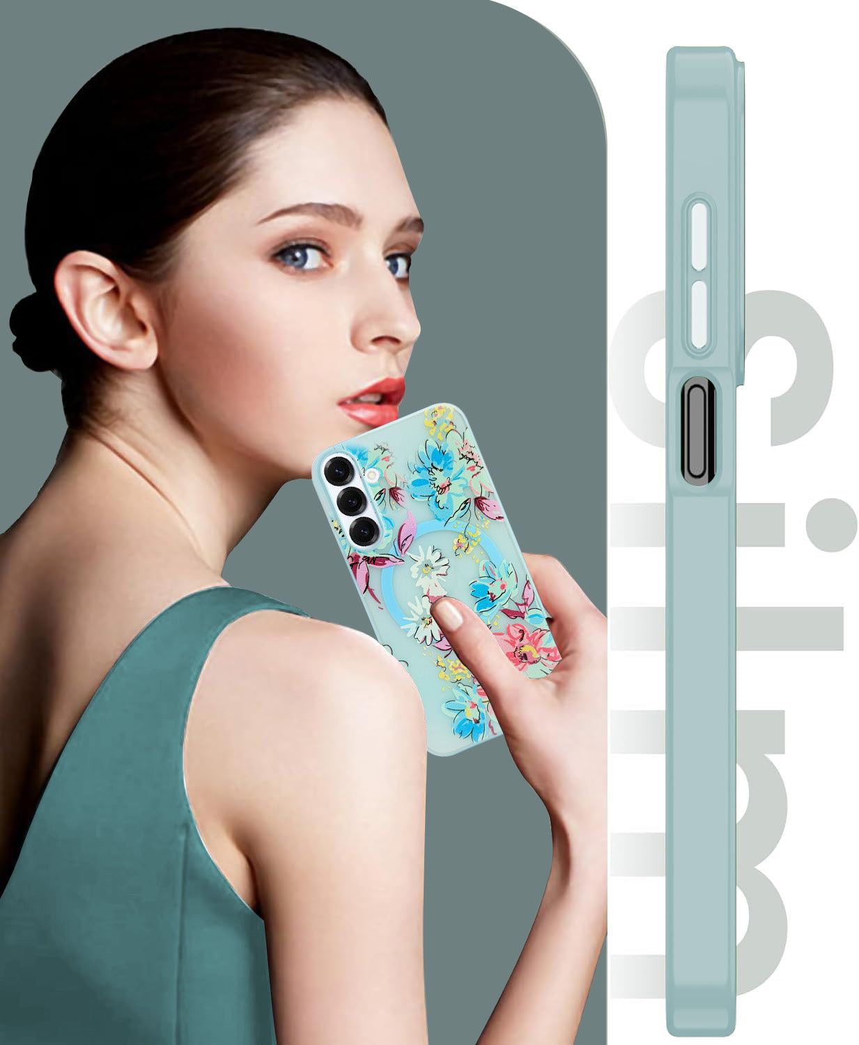 For Samsung Galaxy S25 Back Cover Case (Cute Floral Design | Flower Print for Girls | MagSafe Compatible Wireless Charging)