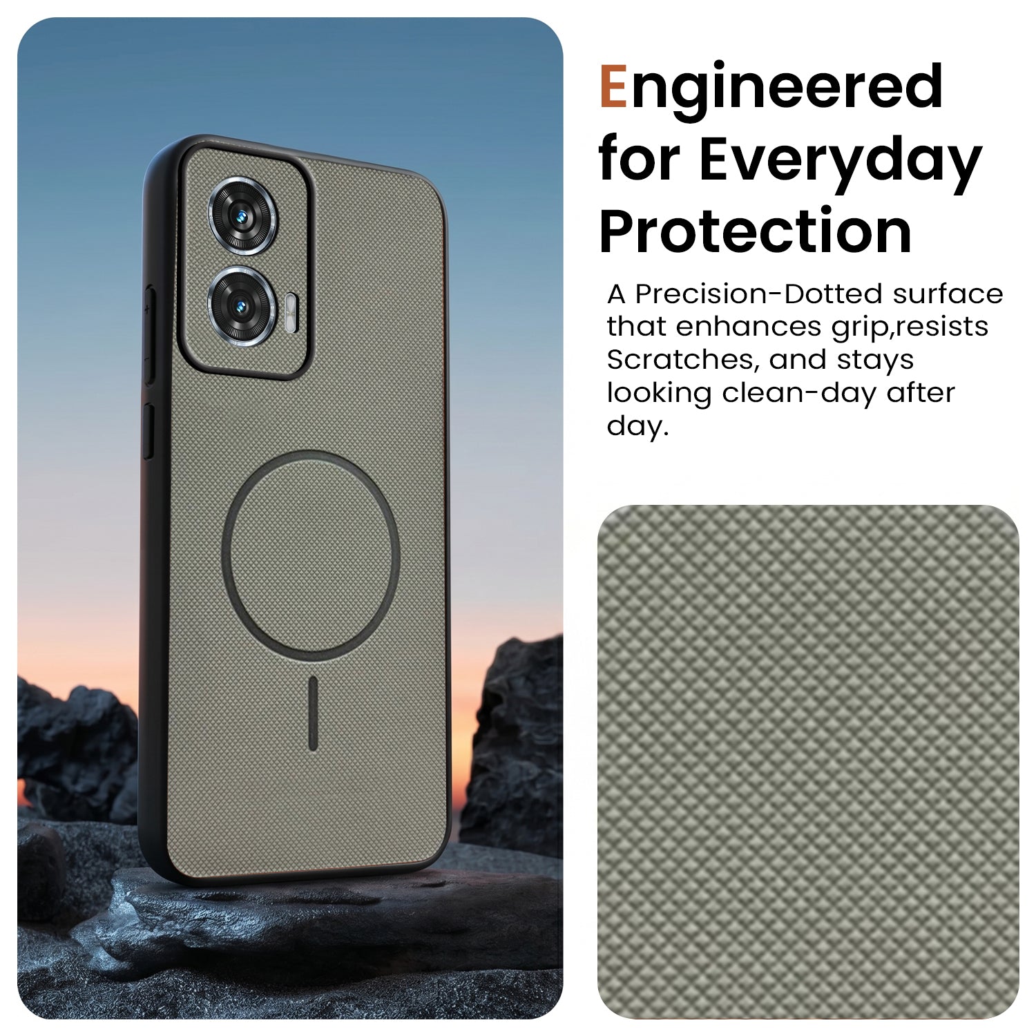 For Motorola Moto Edge 50 Fusion Back Cover Case PU Leather (Texture Grip Design | Professional Minimalist | Camera Protection | Soft and Flexible)