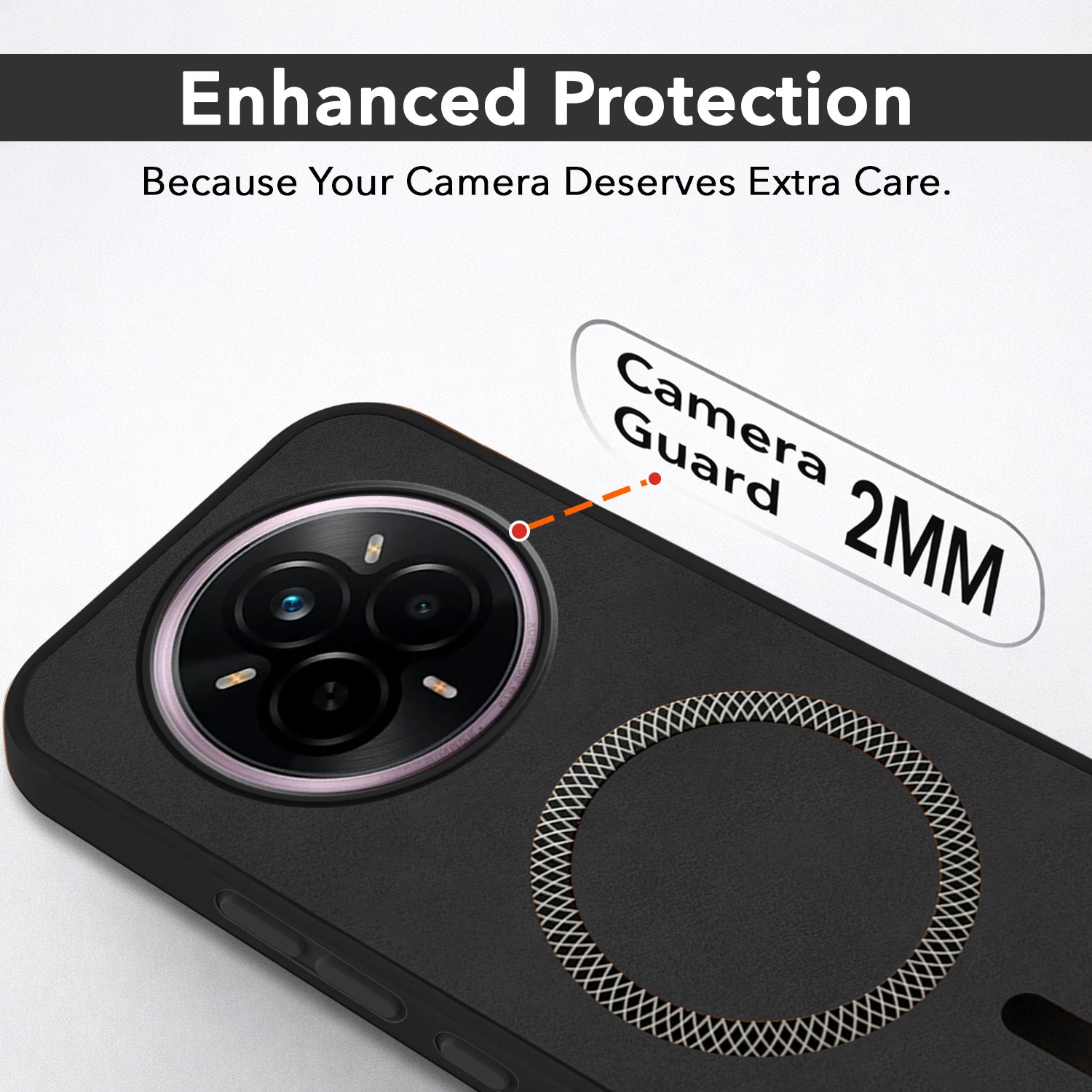 For Realme 14 Pro Back Cover Case Leather Finish (MagSafe Compatible Wireless Charging | Soft Touch | Camera Bump Protection)