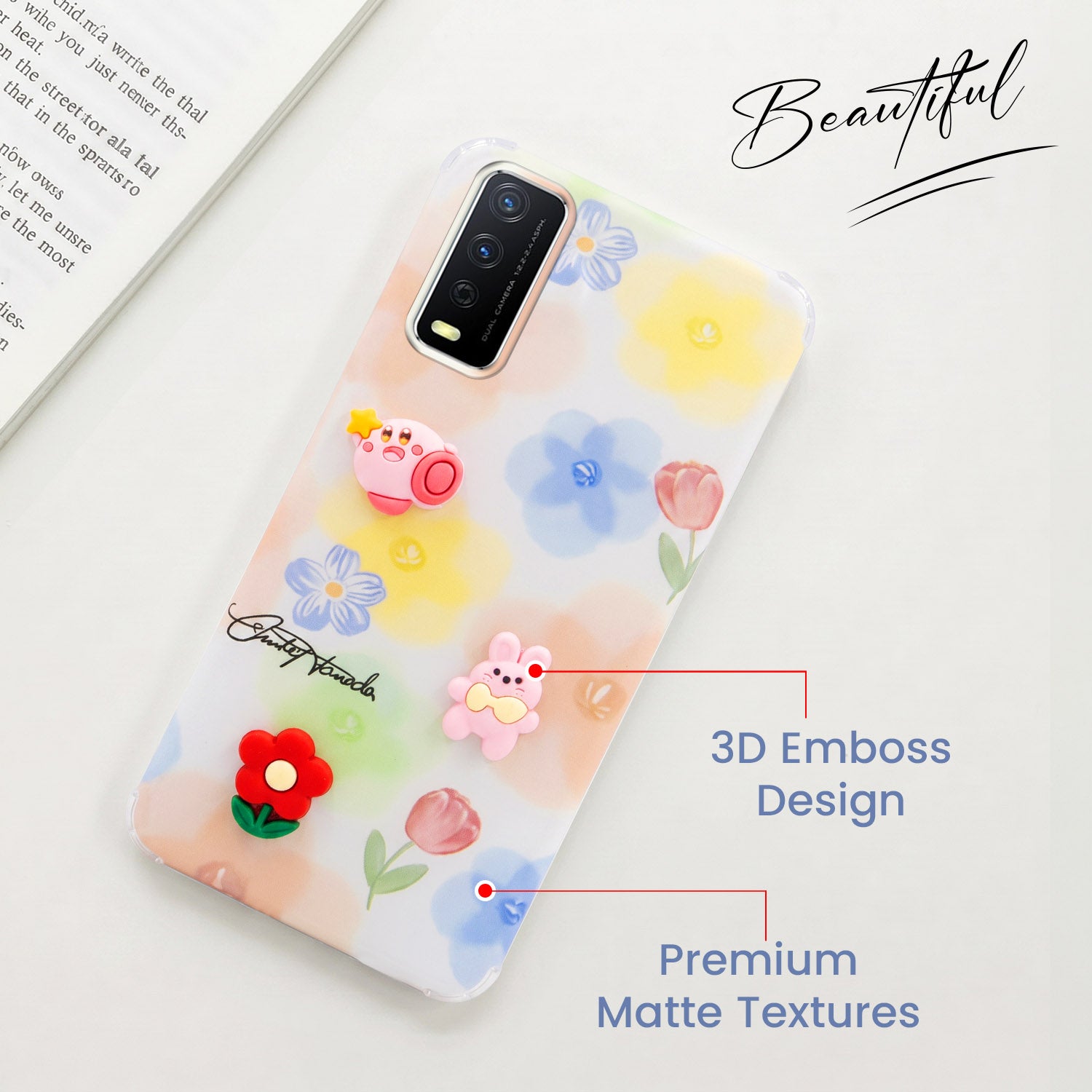 For Vivo Y12s | Y11s | Y12G Back Cover Case (3D Cute Cartoons | Hard Back Side Soft | Matte Premium Finish | HD Printing)