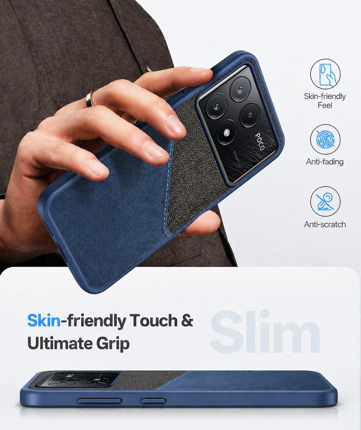 For Poco X6 Pro 5G Back Cover Case (Dual PU Leather Stitch | Professional Minimalist | Soft and Flexible)