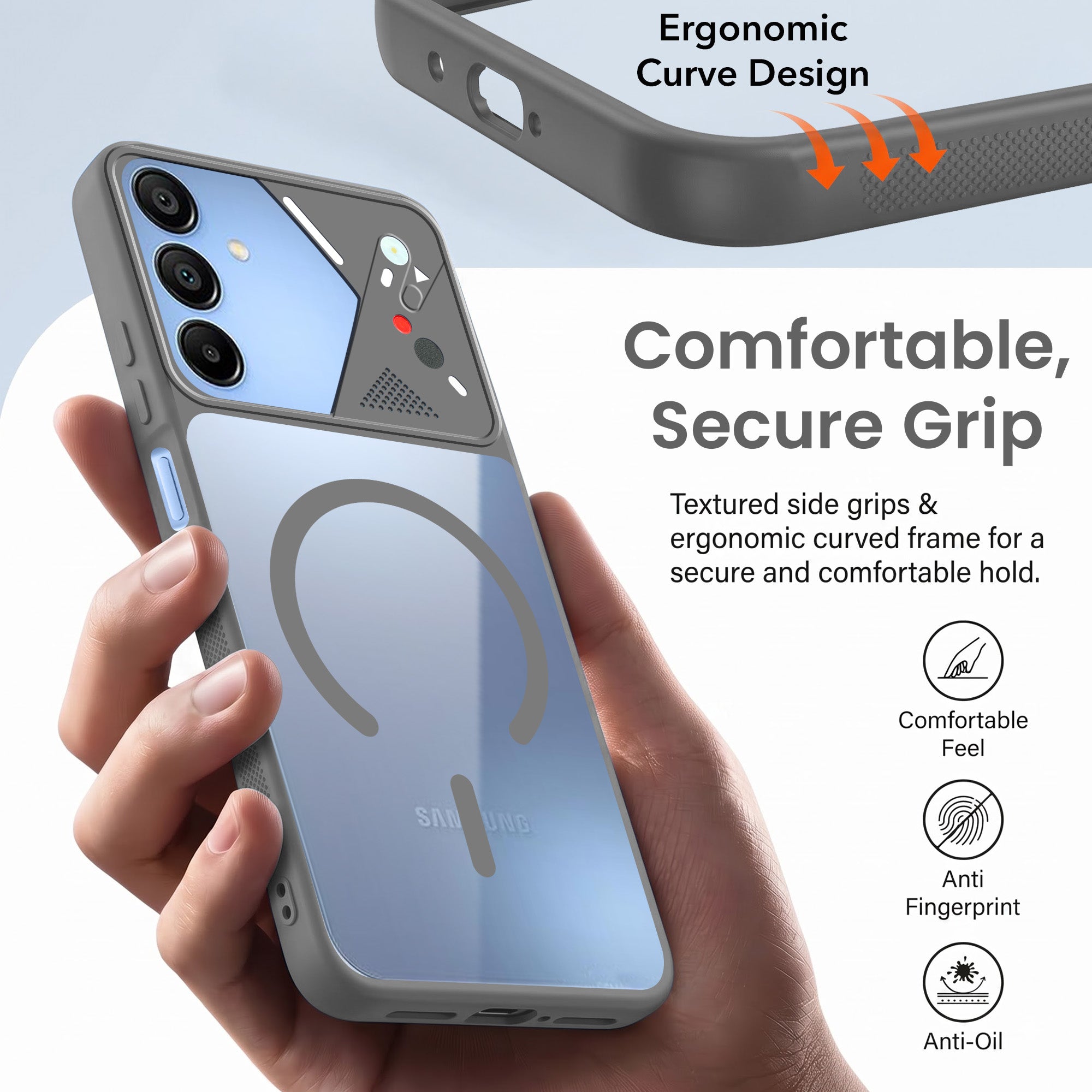 For Samsung Galaxy A15 5G Back Cover Case Lifetime Anti-Yellow Clear (Camera Protection | Side Grip | Wireless MagSafe Compatible)