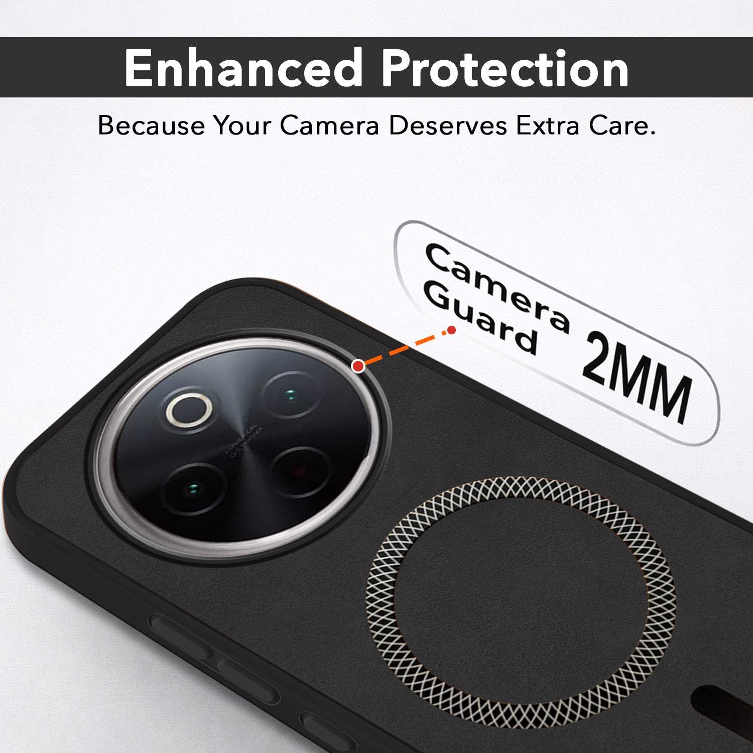 For Vivo T4 Back Cover Case Leather Finish (MagSafe Compatible Wireless Charging | Soft Touch | Camera Bump Protection)