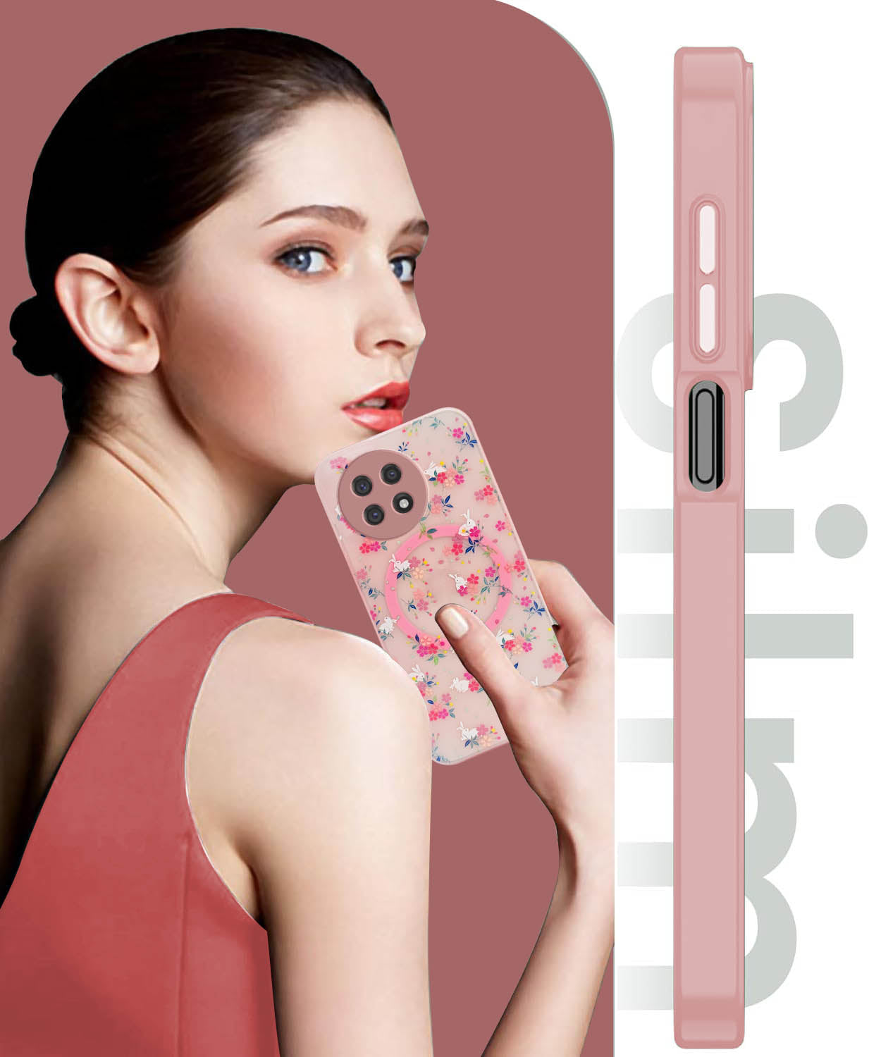 For OnePlus 13R Back Cover Case (Cute Floral Design | Flower Print for Girls | MagSafe Compatible Wireless Charging)