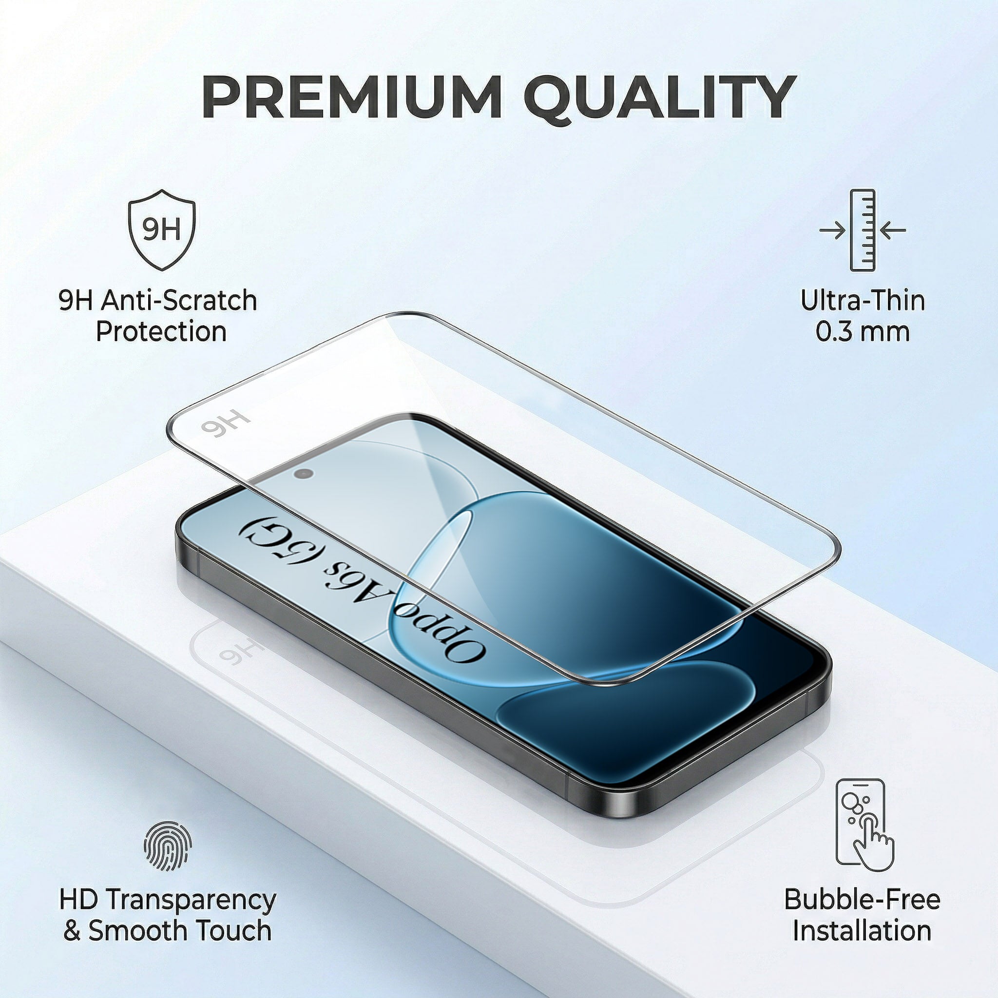For Oppo A6X | Oppo A6S Combo with Back Cover and 9H Tempered Glass (Lifetime Anti-Yellow | Crystal Clear Shockproof | Oleophobic Coating Screen Glass)