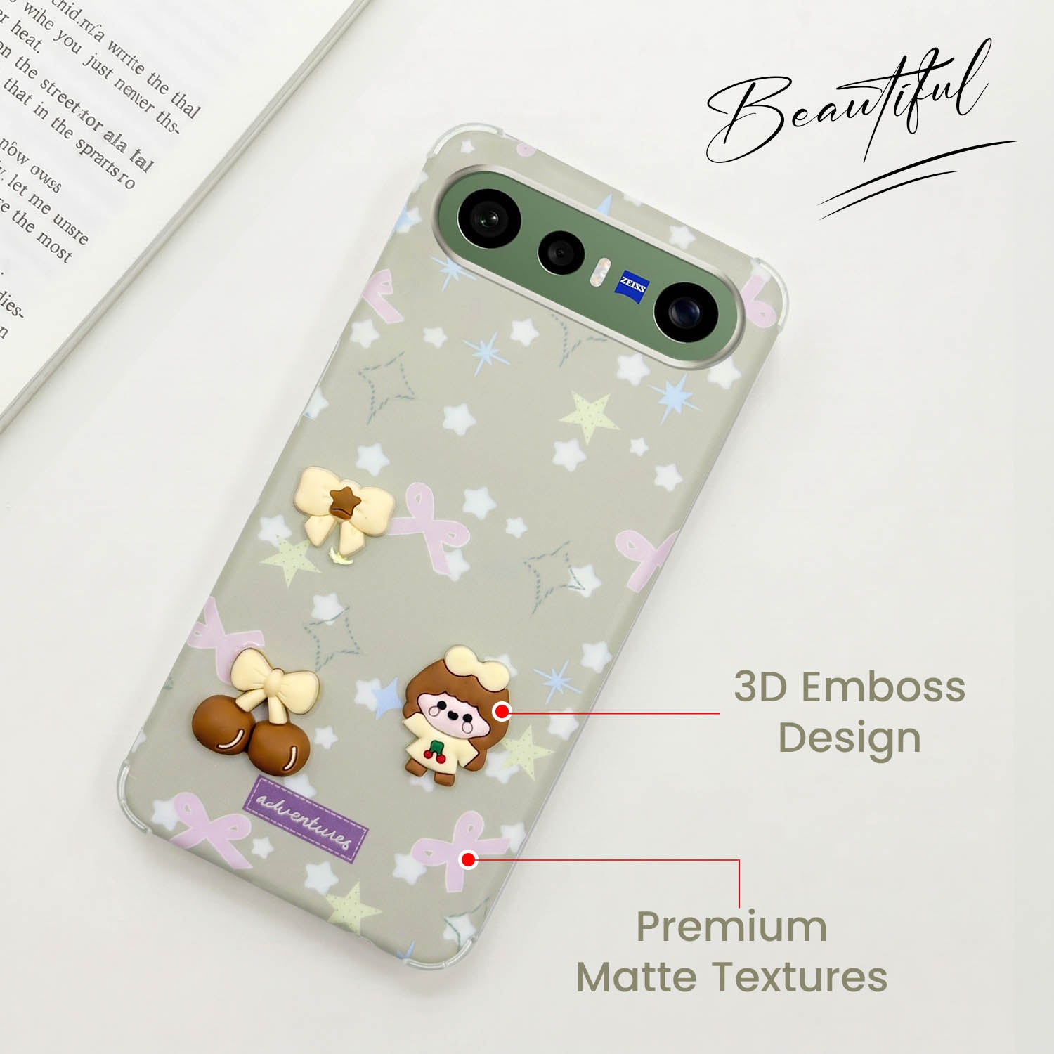 For Vivo X300 FE Back Cover Case (3D Cute Cartoons | Hard Back Side Soft | Matte Premium Finish | HD Printing)