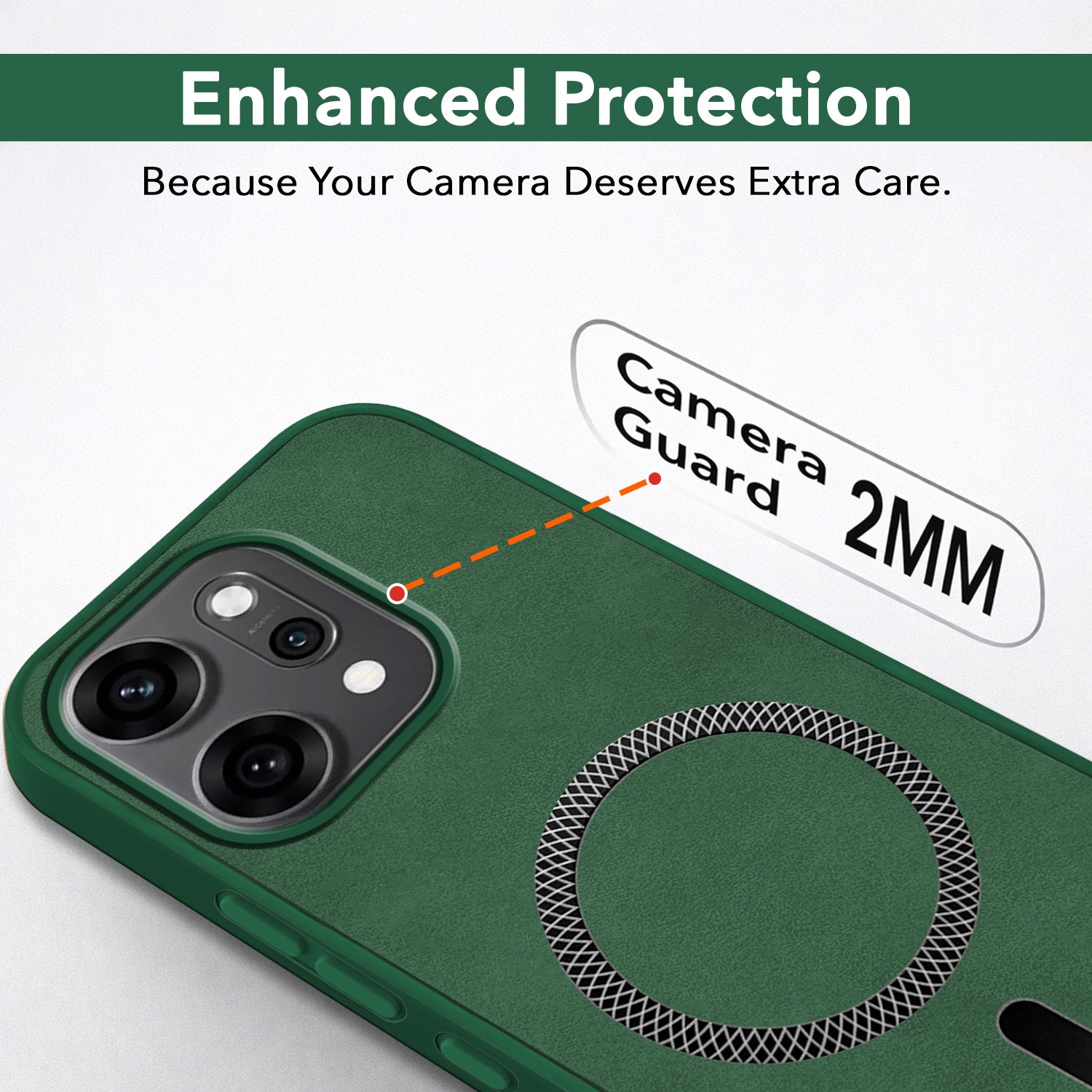 For Oppo Reno14 Pro 5G | Oppo Reno 14 Pro 5G Back Cover Case Leather Finish (MagSafe Compatible Wireless Charging | Soft Touch | Camera Bump Protection)