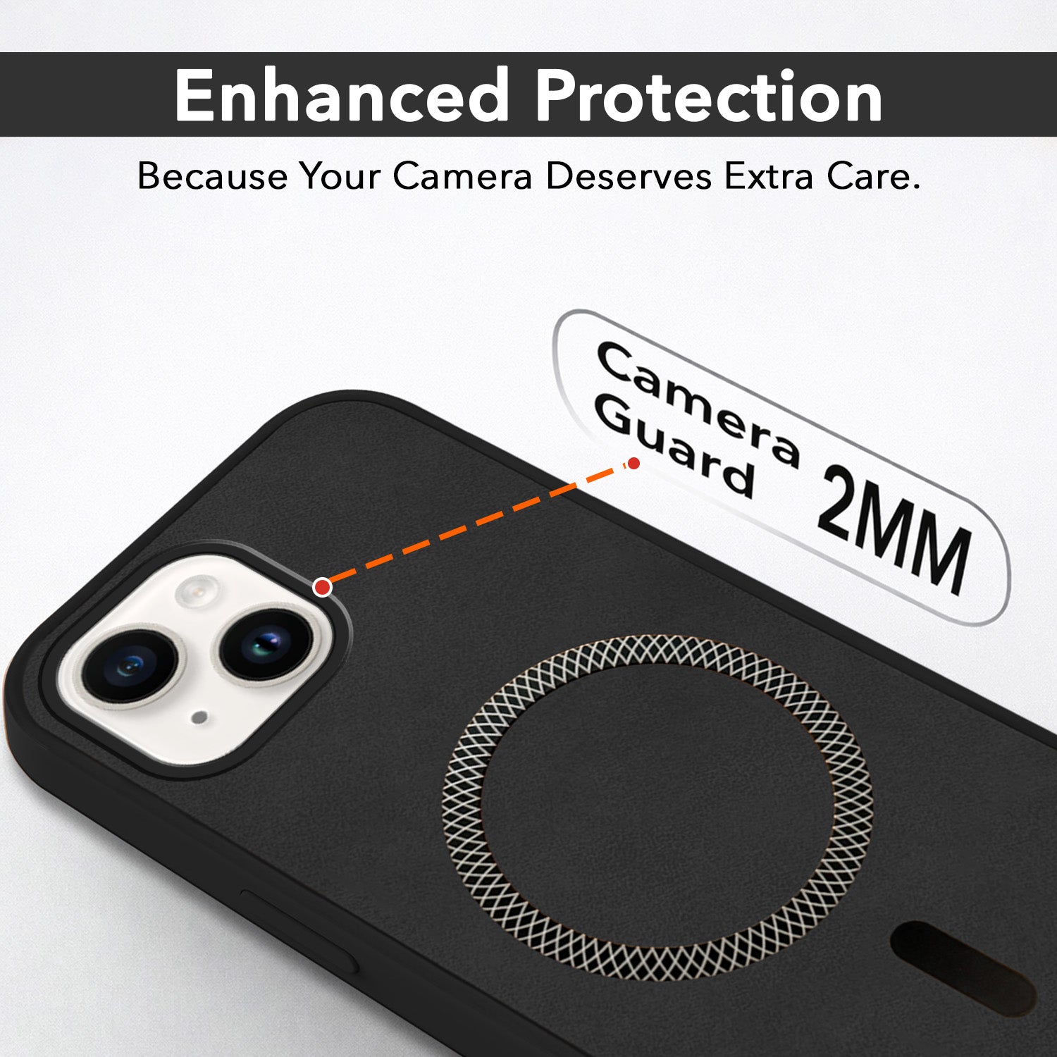 For Apple iPhone 14 Plus Back Cover Case Leather Finish (MagSafe Compatible Wireless Charging | Soft Touch | Camera Bump Protection)