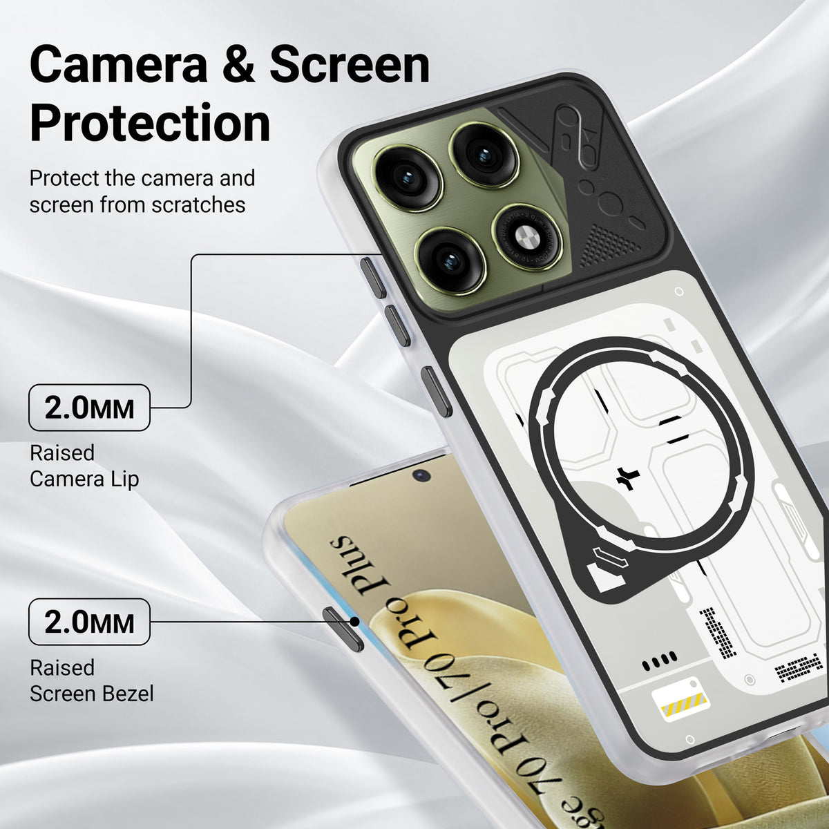 For Motorola Edge 70 Pro | Edge 70 Pro Plus Metallic Back Cover Case (Metallic Camera Protection & Buttons | Translucent Milky Shade | Hard Polycarbonate)