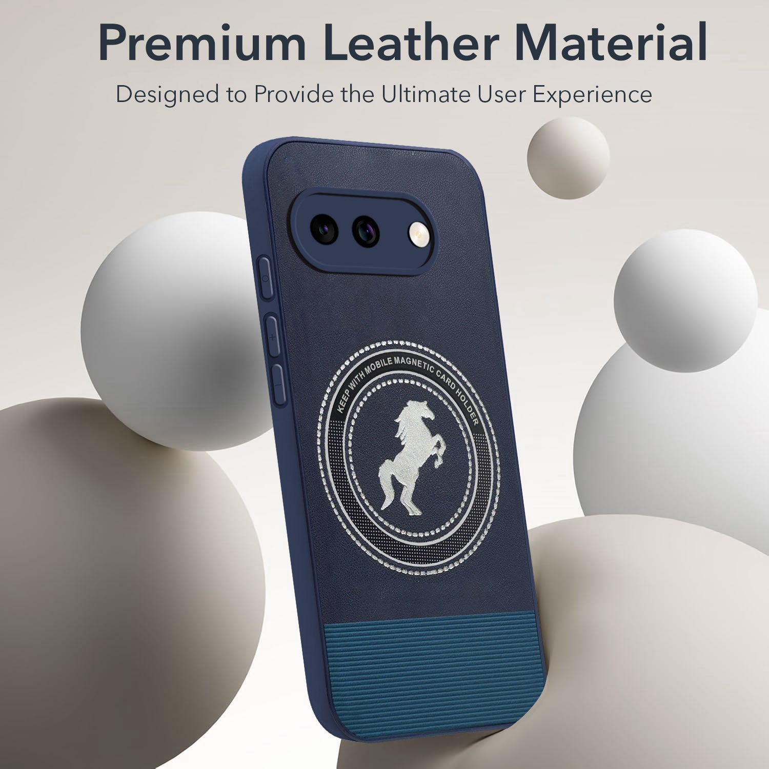 For Google Pixel 9A PU Leather Finish Back Cover Case (Professional Minimalist Texture | MagSafe Compatile | Camera Protection | Sleek Sober Formal)