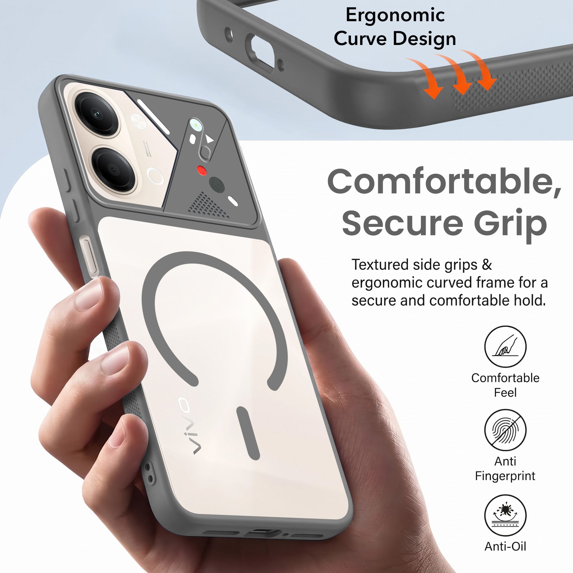 For Vivo Y05 4G | Vivo T5 Lite 5G Back Cover Case Lifetime Anti-Yellow Clear (Camera Protection | Side Grip | Wireless MagSafe Compatible)