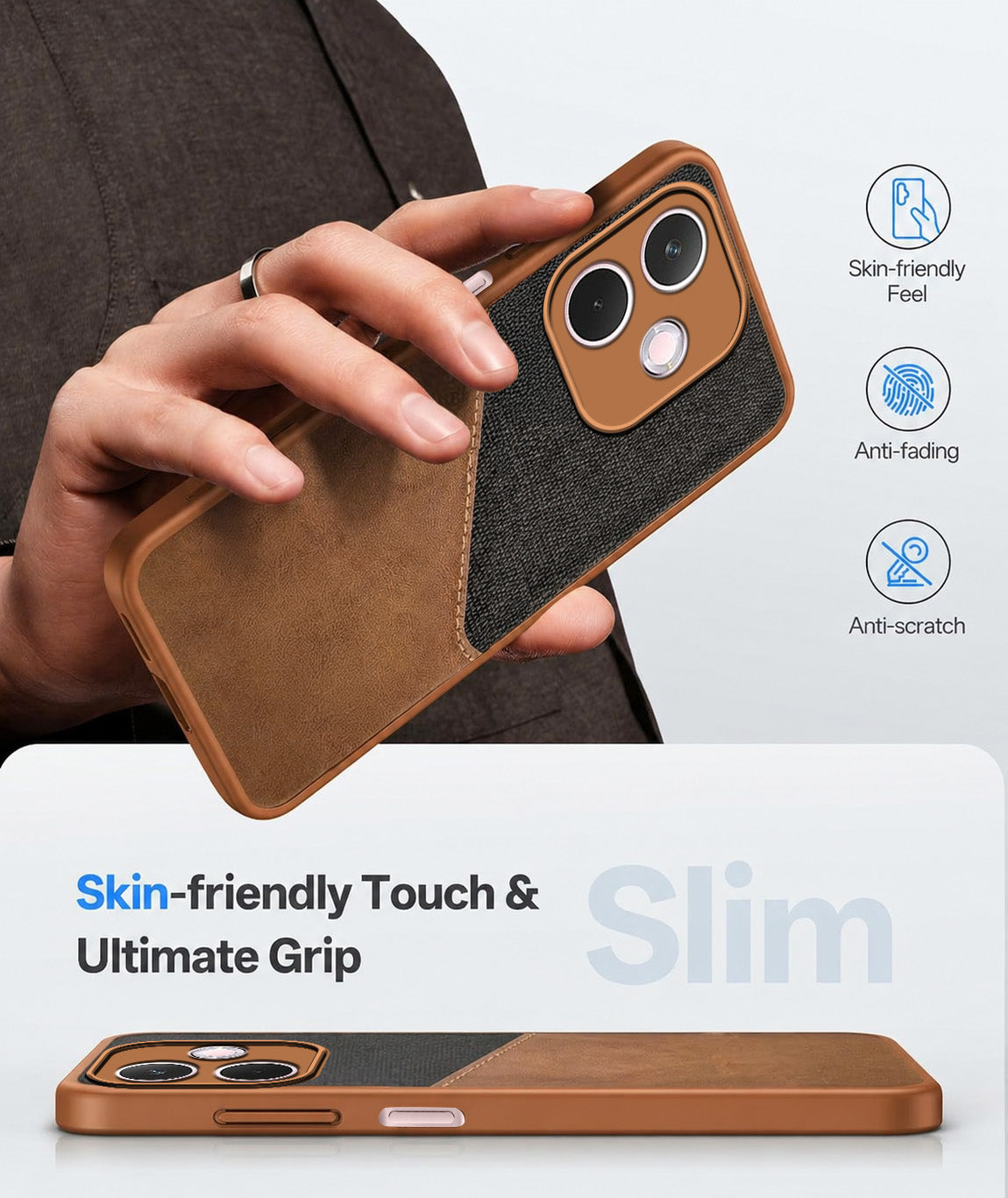 For Oppo A5 Pro Back Cover Case (Dual PU Leather Stitch | Professional Minimalist | Soft and Flexible)