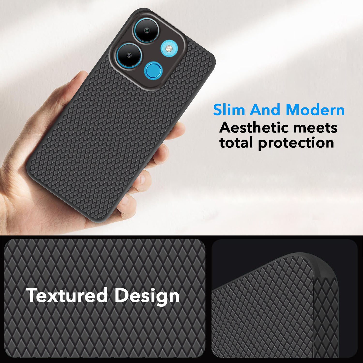 For Infinix Smart 7 Back Cover Case (Liquid Silicone | Side Grip | Camera Protection)