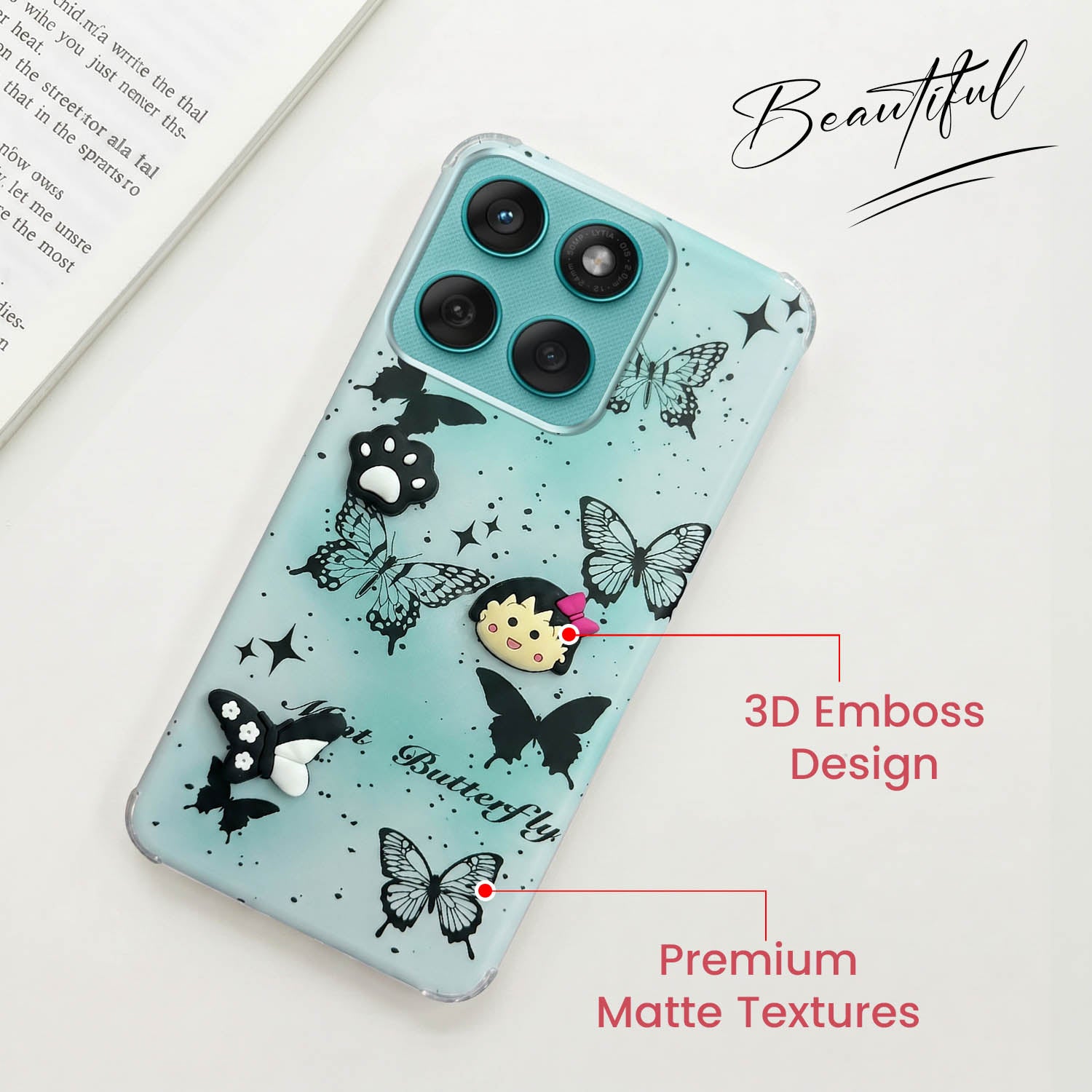 For Motorola Moto Edge 60 Fusion Back Cover Case (3D Cute Cartoons | Hard Back Side Soft | Matte Premium Finish | HD Printing)