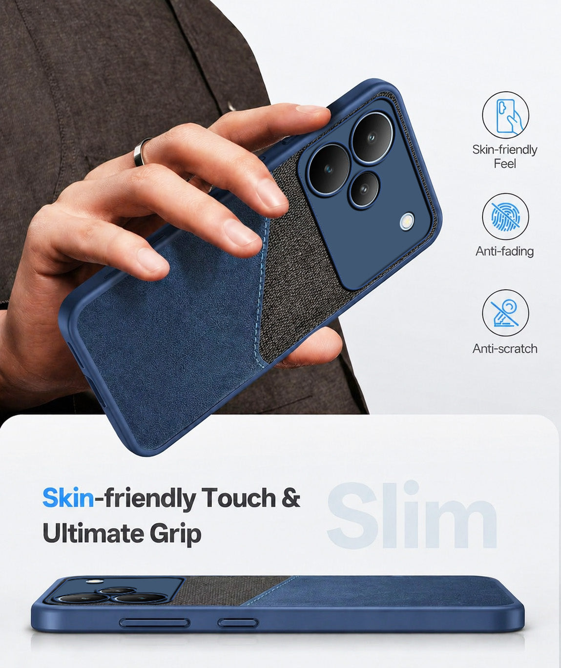 For Realme P4 Back Cover Case (Dual PU Leather Stitch | Professional Minimalist | Soft and Flexible)