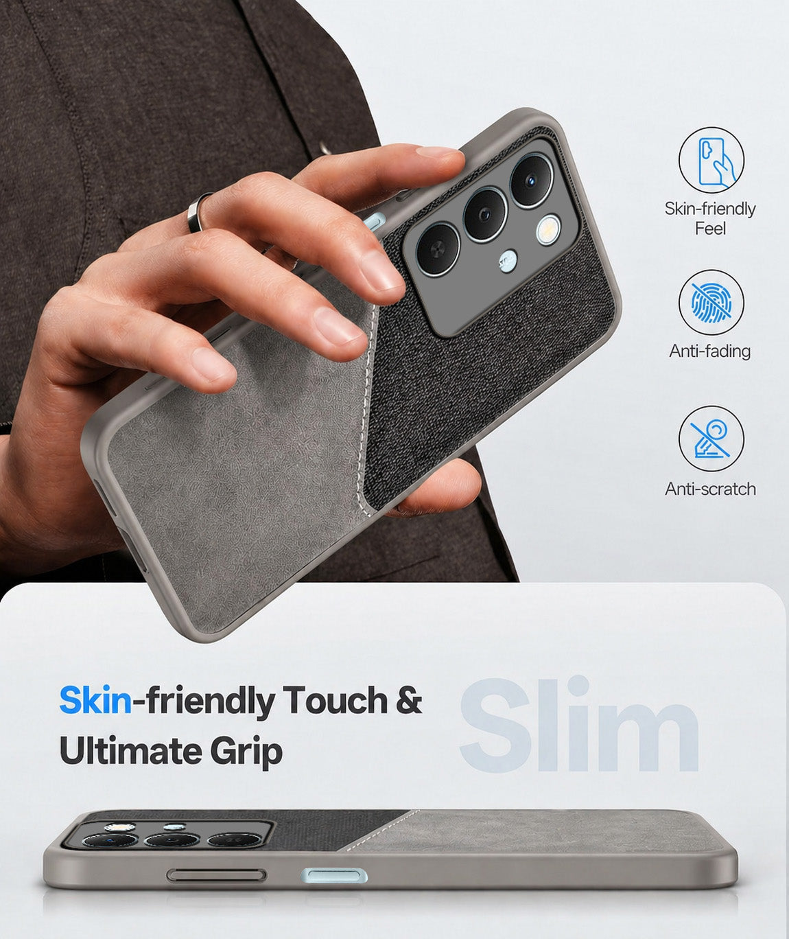 For Realme P4 Lite 5G | Narzo 100 Lite 5G Back Cover Case (Dual PU Leather Stitch | Professional Minimalist | Soft and Flexible)