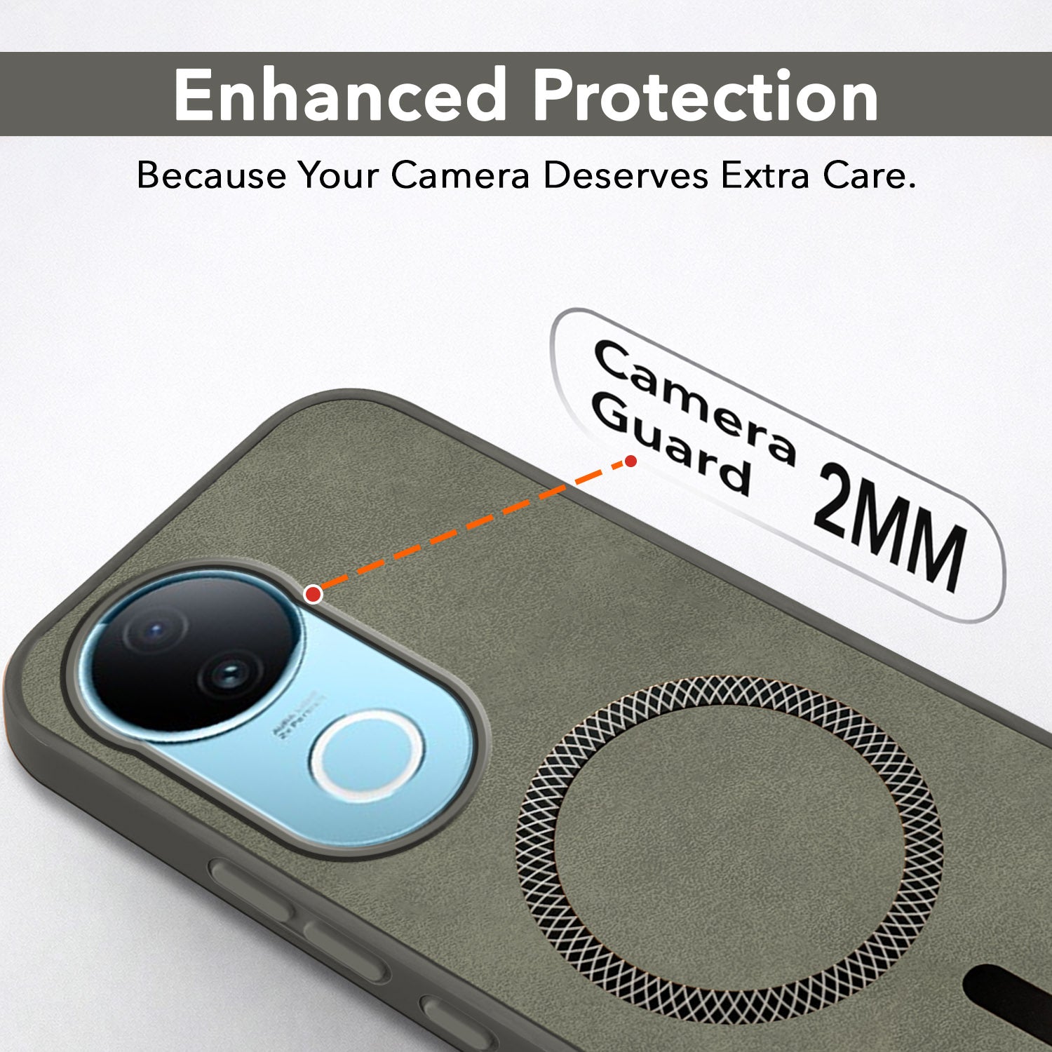 For Vivo iQOO Z10R Back Cover Case Leather Finish (MagSafe Compatible Wireless Charging | Soft Touch | Camera Bump Protection)