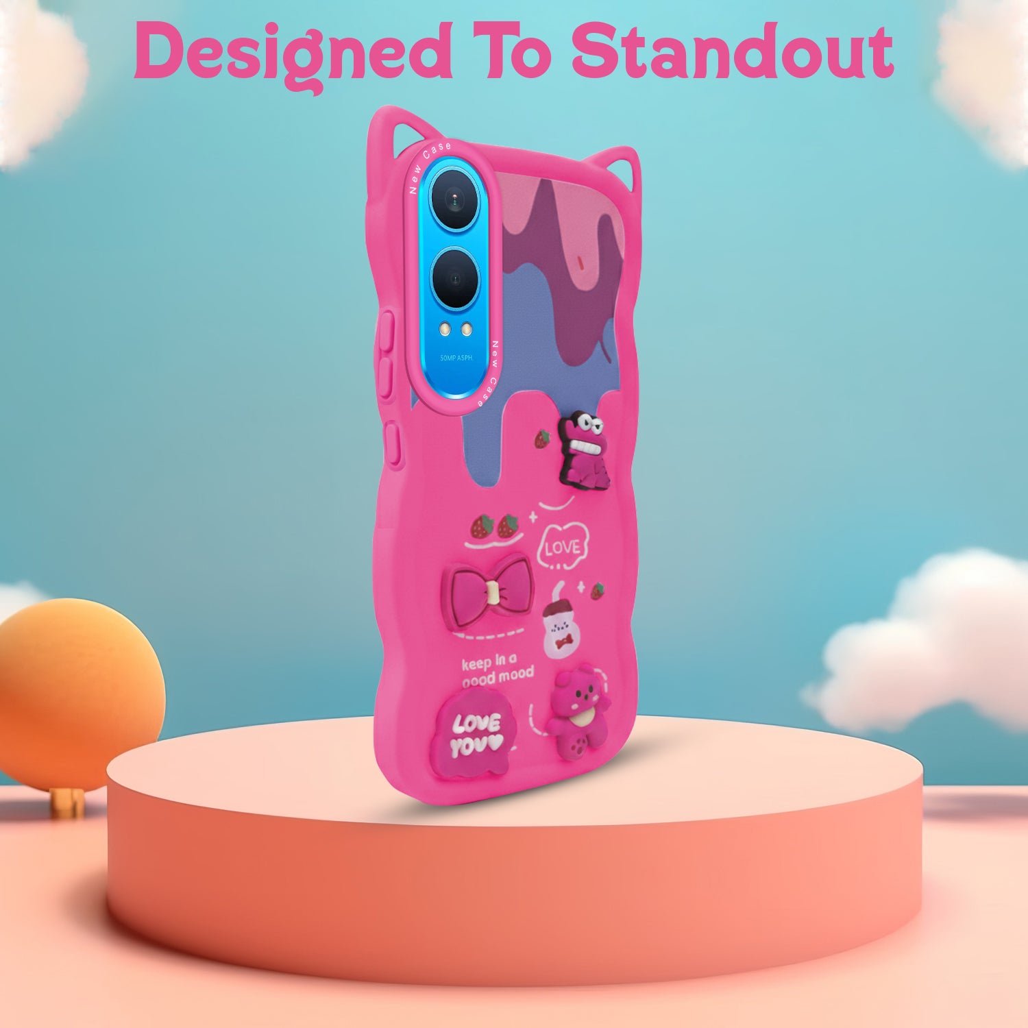 For OnePlus Nord CE 4 Lite Back Case Cover Strap (3D embossed Figures | Strap Holder | 360* Soft Cushion with Camera Bump)