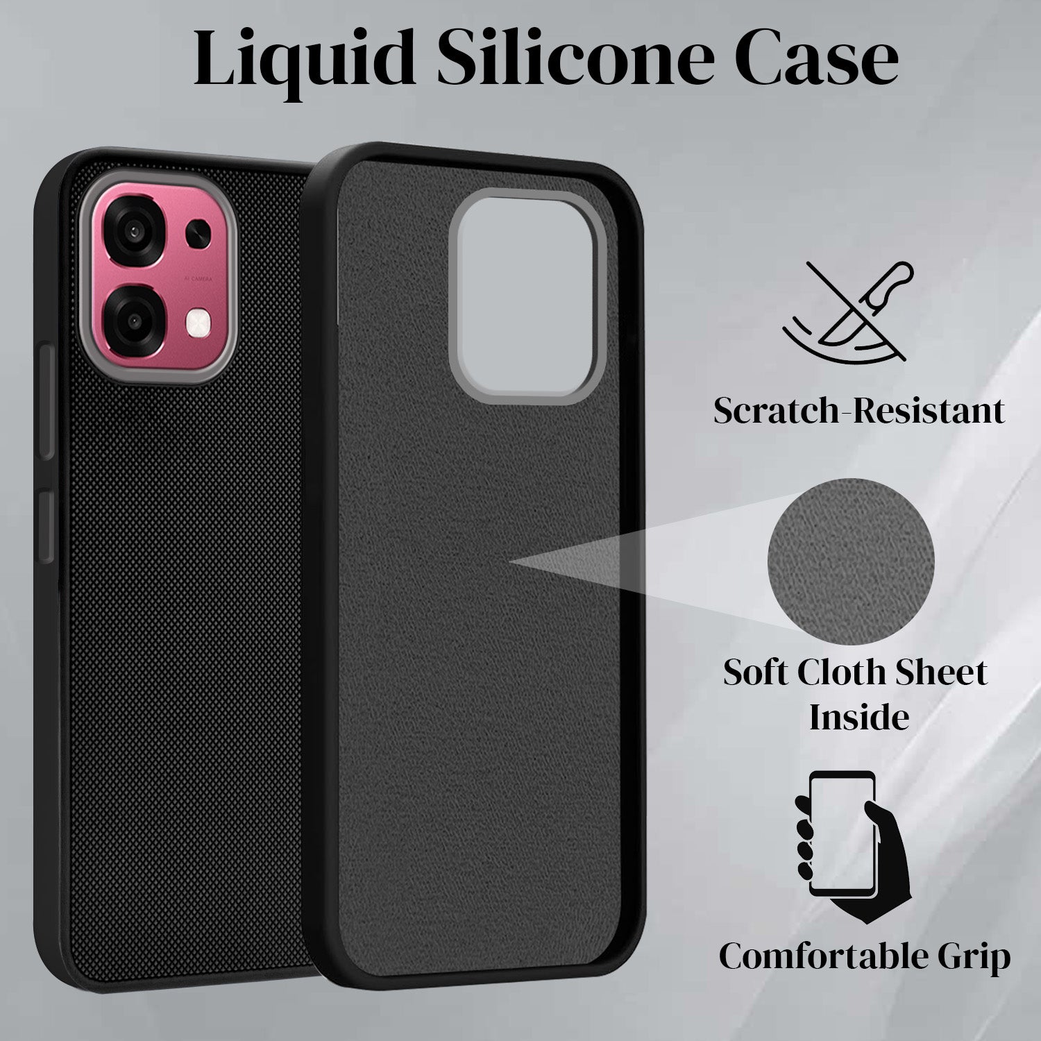 For Oppo F31 5G | Oppo F33 5G Back Cover Case (Textured Grip Design | Micro-Fiber Cloth Inside | Slim and Light Weight | Soft Touch and Feel)