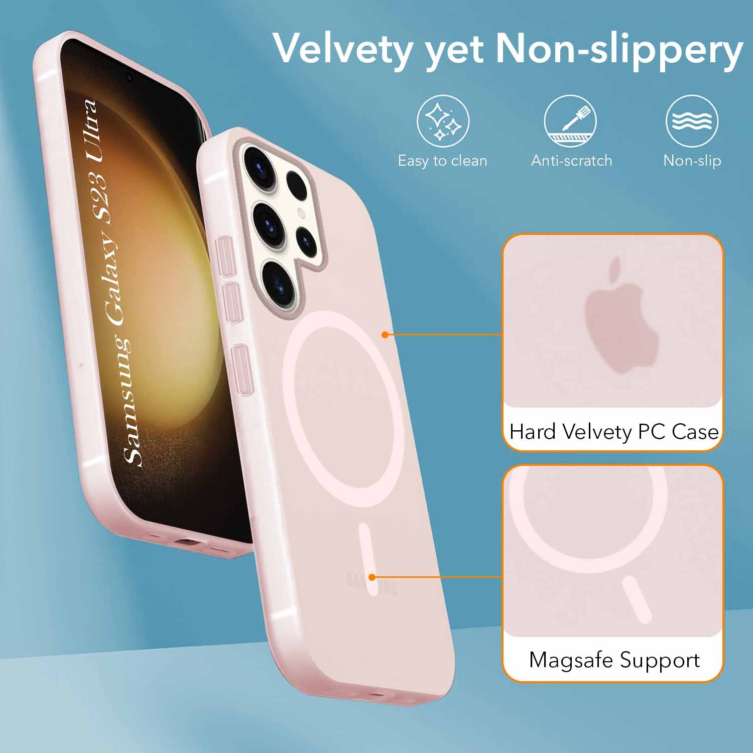 For Samsung Galaxy S23 Ultra Back Cover Case (Frosted Matte Feel | MagSafe Compatible Wireless Charging | Polycarbonate Material)