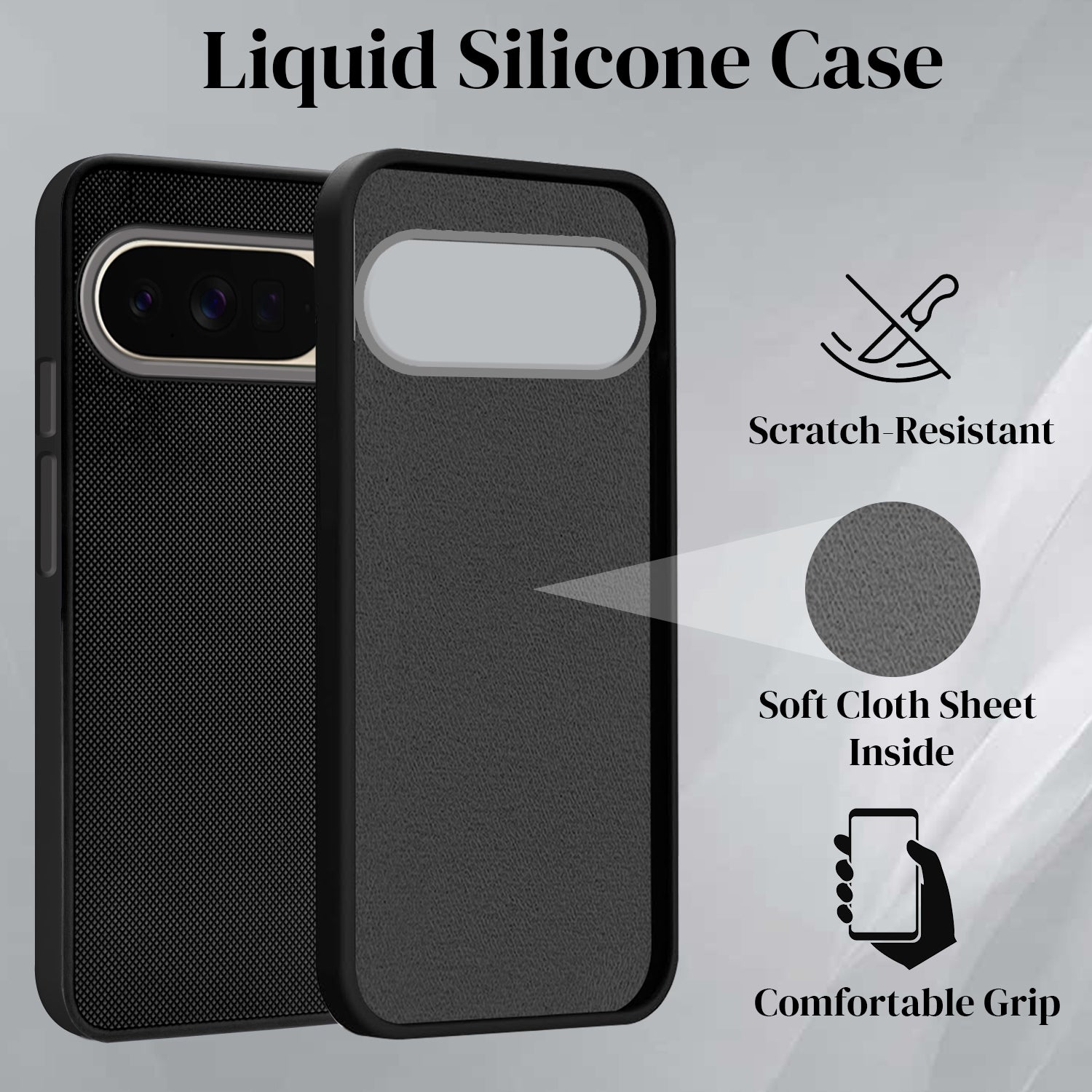 For Google Pixel 10 Pro XL Back Cover Case Rubberised (Textured Grip Design | Micro-Fiber Cloth Inside | Slim and Light Weight | Soft Touch and Feel)