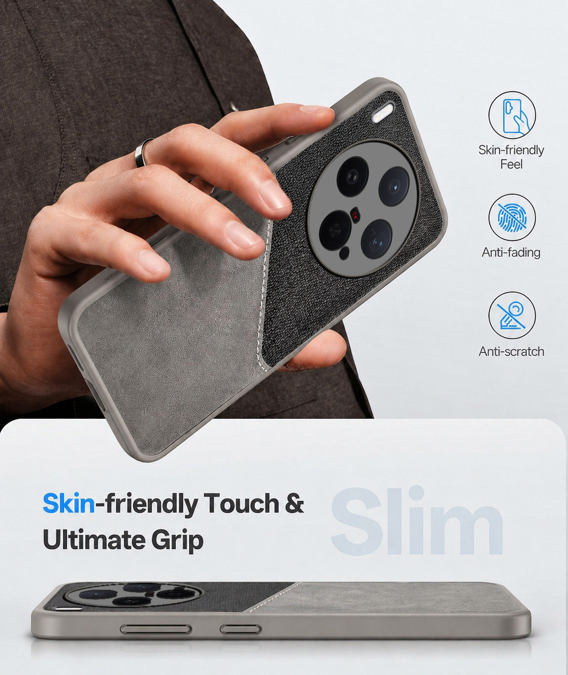 For Vivo X300 5G Back Cover Case (Dual PU Leather Stitch | Professional Minimalist | Soft and Flexible)