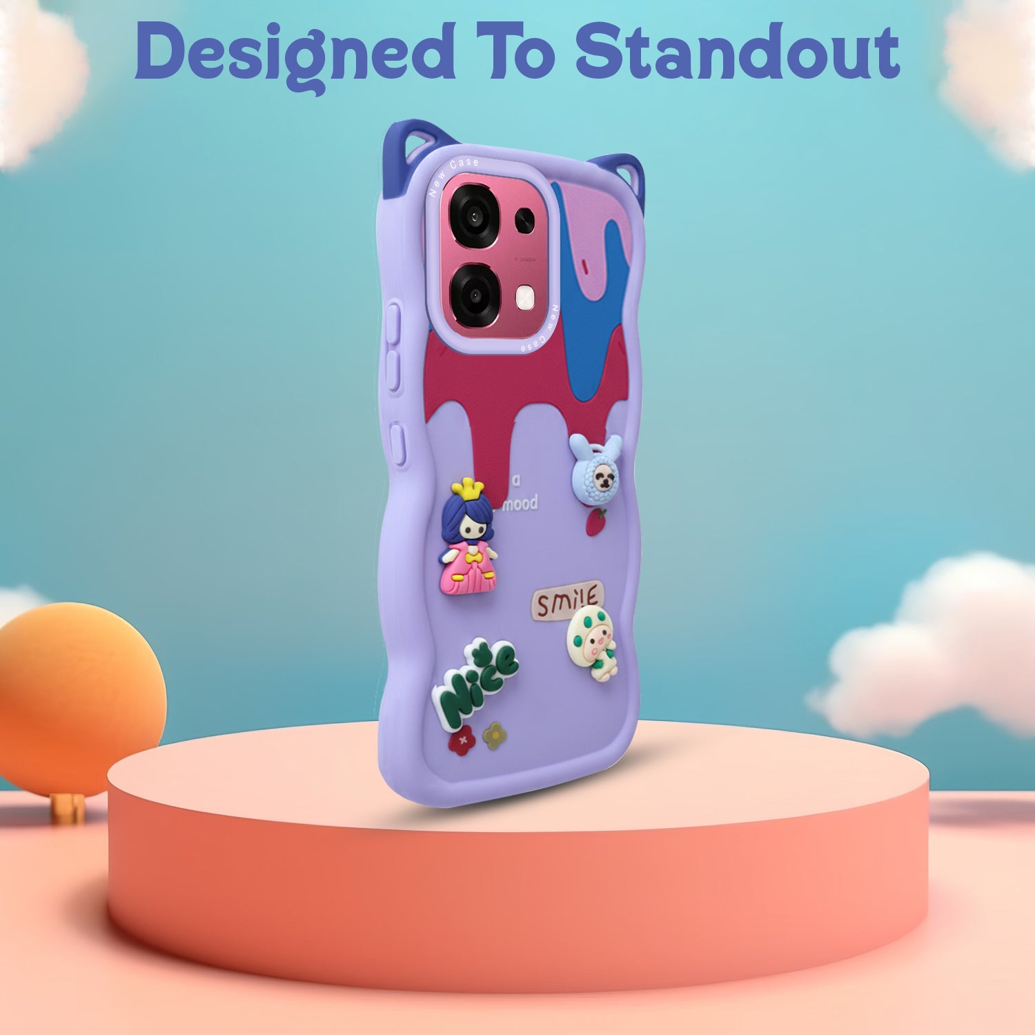 For Oppo F31 5G | Oppo F33 5G Back Case Cover Strap (3D embossed Figures | Strap Holder | 360* Soft Cushion with Camera Bump)