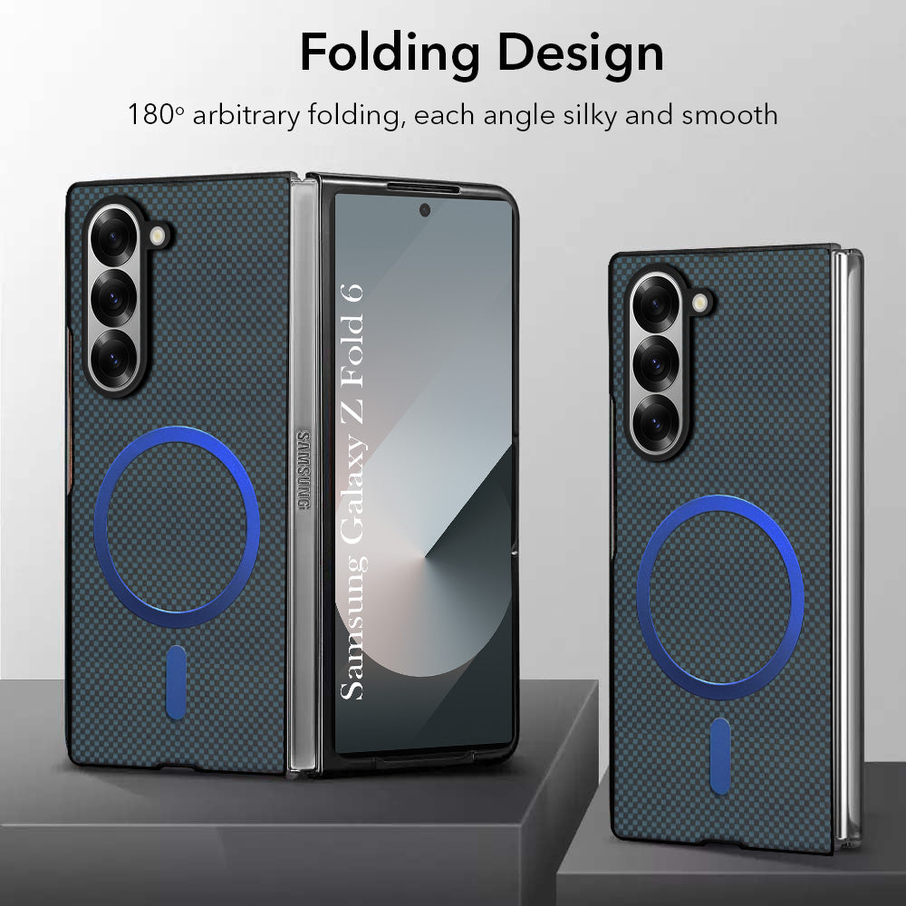 For Samsung Galaxy Z Fold 6 5G Back Case Cover (MagSafe Wireless Charging Compatible | Hexa Leather Finish | Inside Microfiber Cloth)