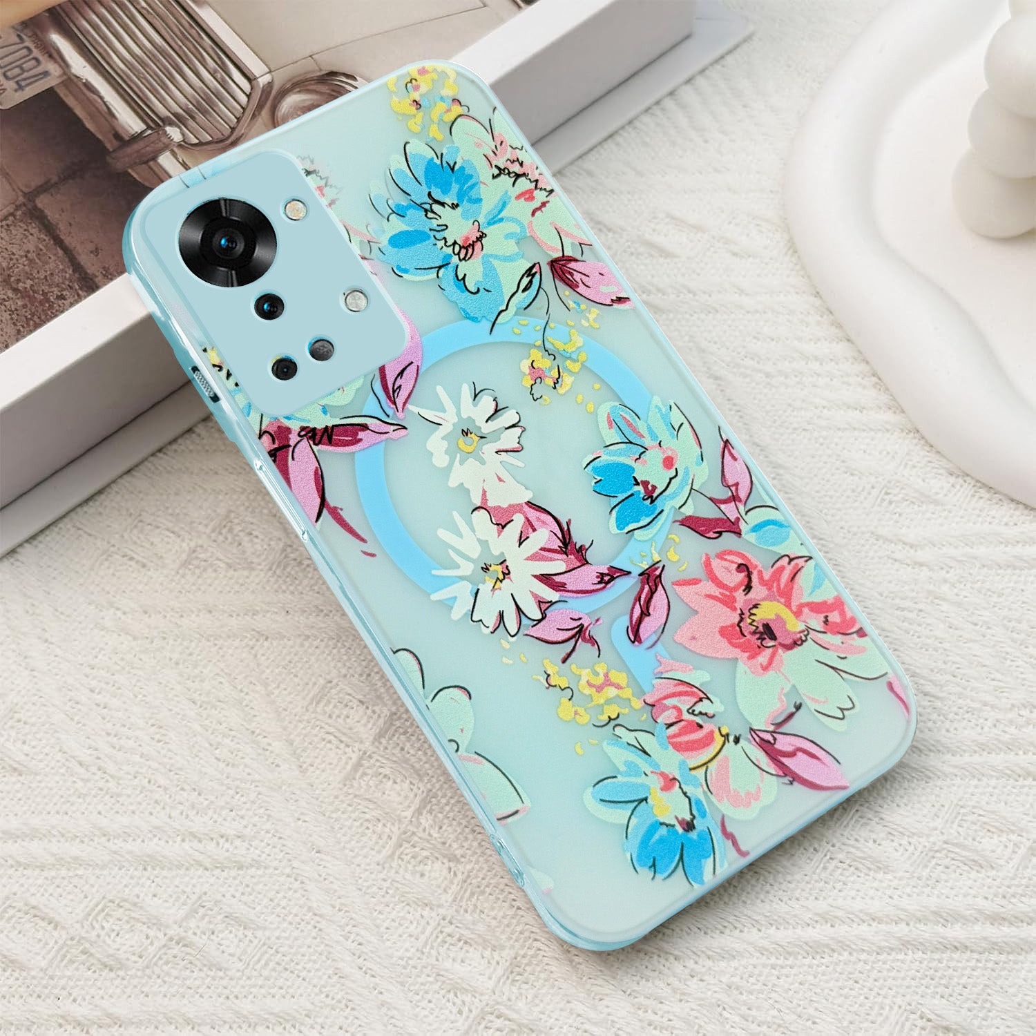 For OnePlus Nord 2T Back Cover Case (Cute Floral Design | Flower Print for Girls | MagSafe Compatible Wireless Charging)