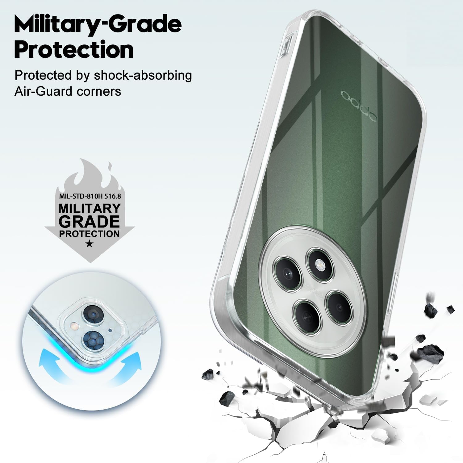 For Oppo Reno 12F 5G Back Cover ( Silicone Clear Shockproof Case with Camera Protection | Soft and Flexible)