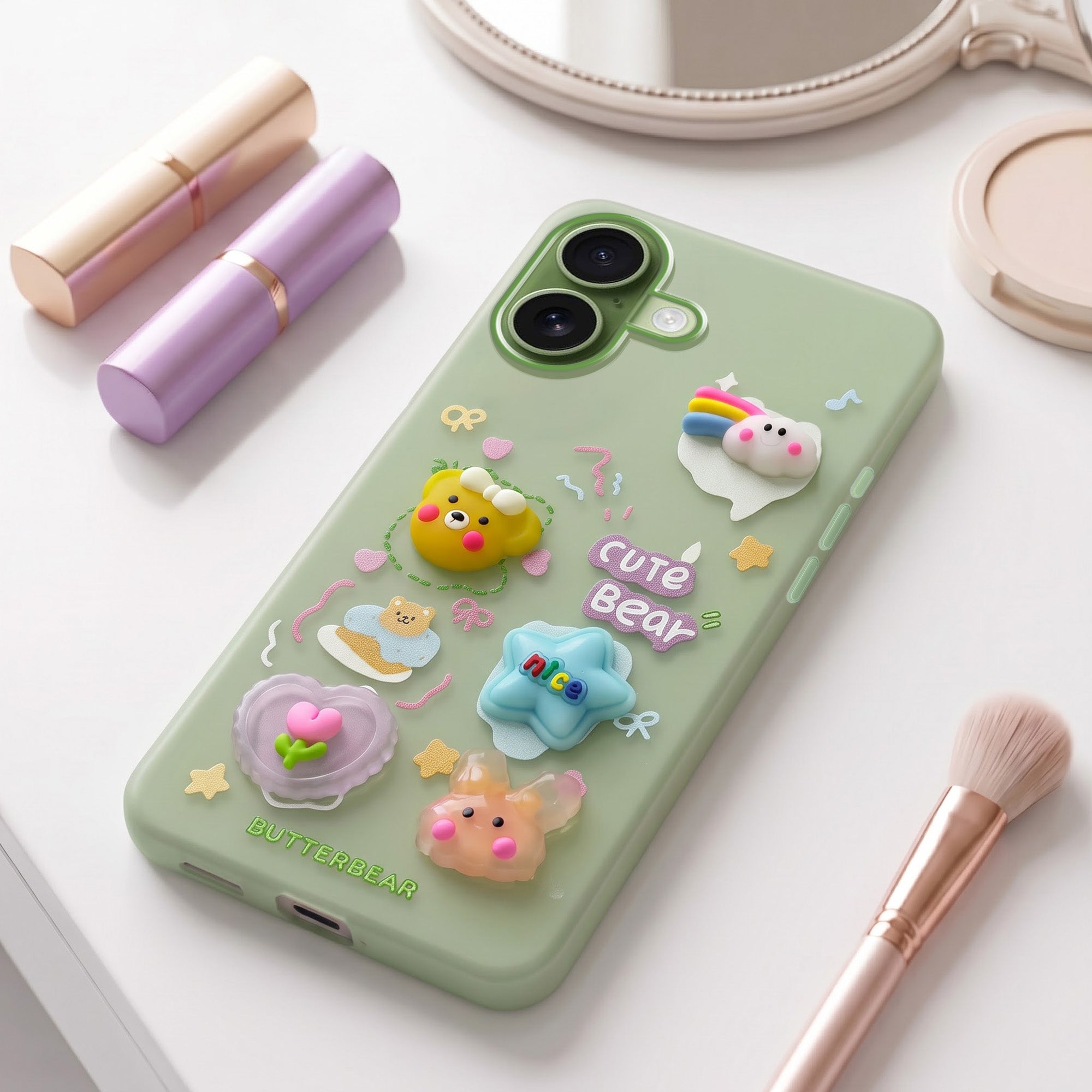For Apple iPhone 17 Back Cover Case (3D Cute Cartoons | Hard Back Side Soft | Matte Premium Finish | HD Printing)