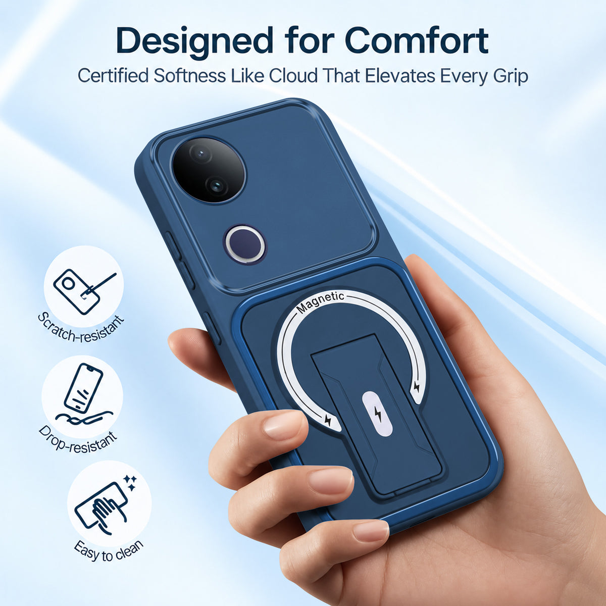 For Vivo T4R Back Case Cover Metallic (Hybrid Armor Kickstand | MagSafe Compatible | Camera Protection Shockproof)