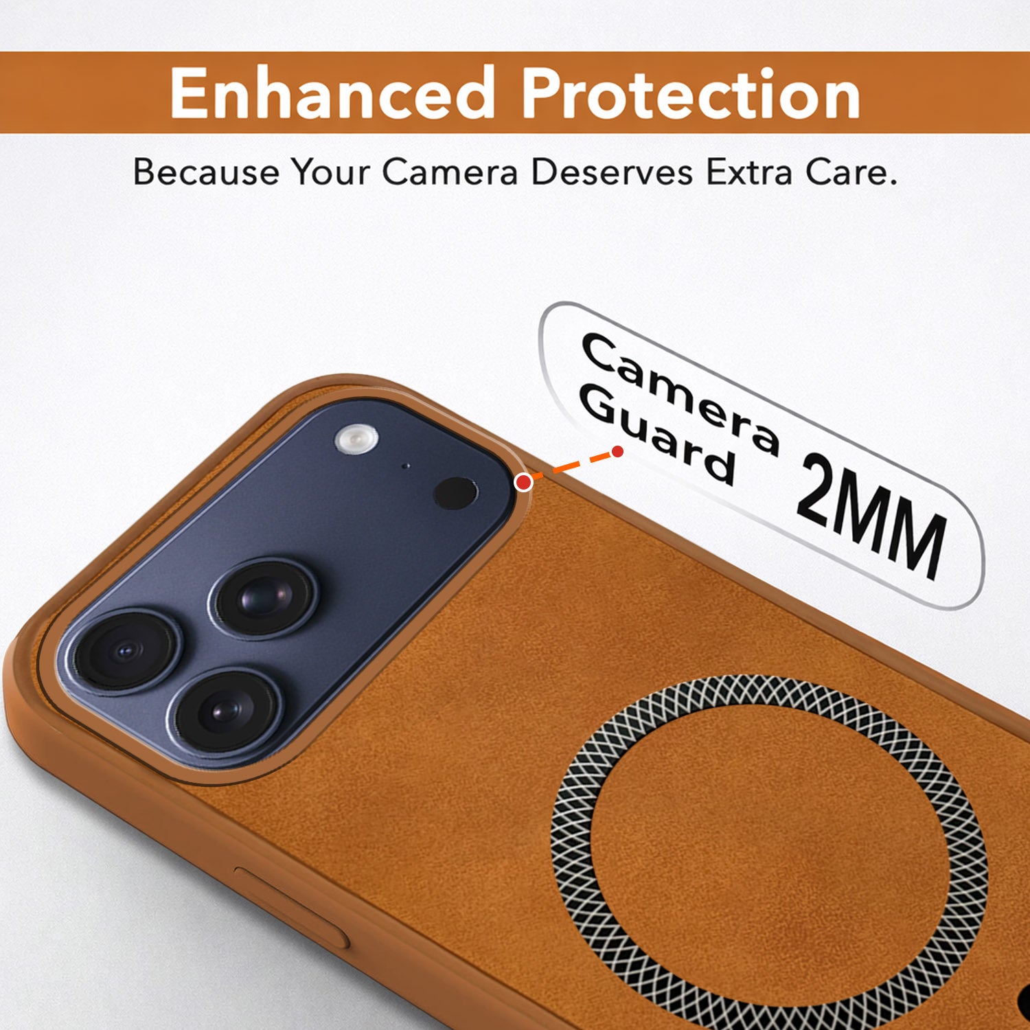 For Apple iPhone 17 Pro Max Back Cover Case Leather Finish (MagSafe Compatible Wireless Charging | Soft Touch | Camera Bump Protection)