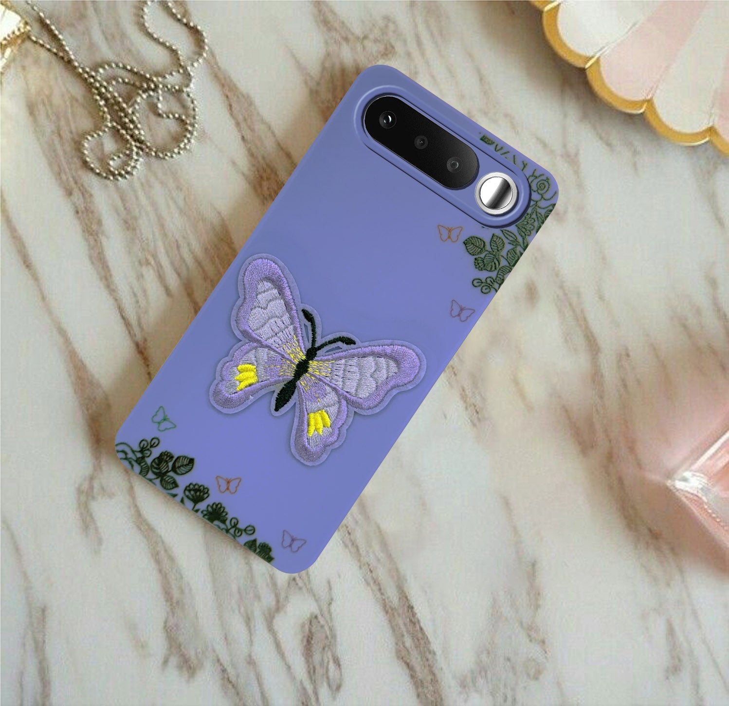 For Realme 16 Back Cover Case (Soft Butterfly Embroidery | Women Teen Girls | Camera Protection| Matte Silicone)