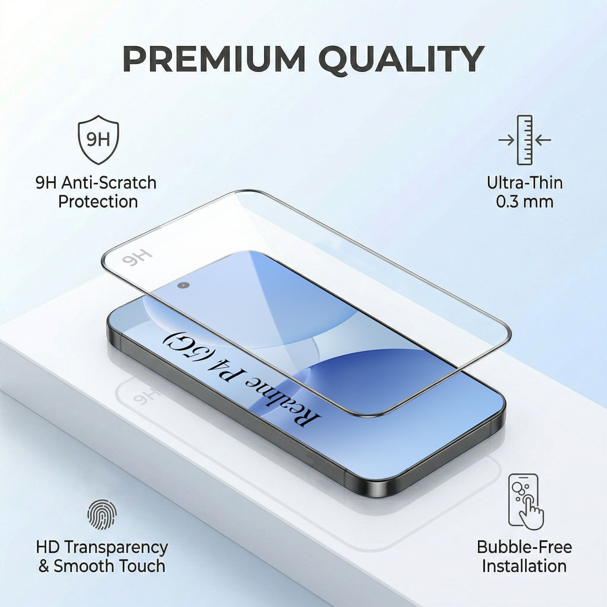 For Realme P4 Combo with Back Cover and 9H Tempered Glass (Lifetime Anti-Yellow | Sleek Hard Crystal | Oleophobic Coating Screen Glass)