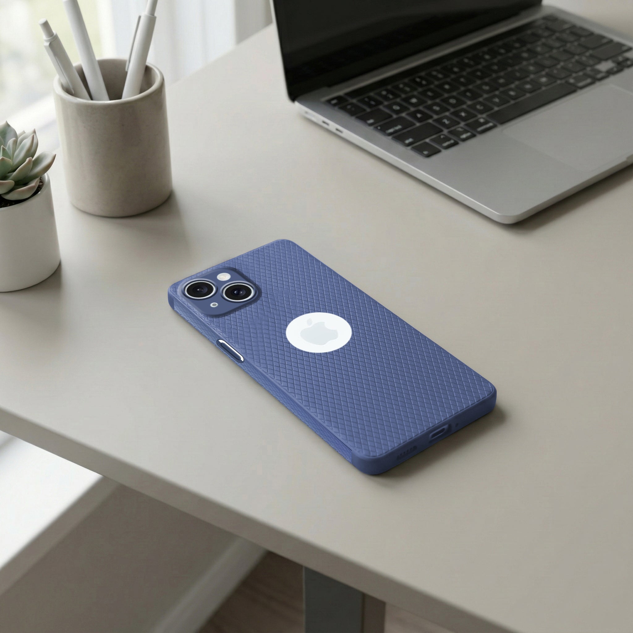 For Apple iPhone 15 Back Cover Case (Liquid Silicone | Side Grip | Camera Protection)