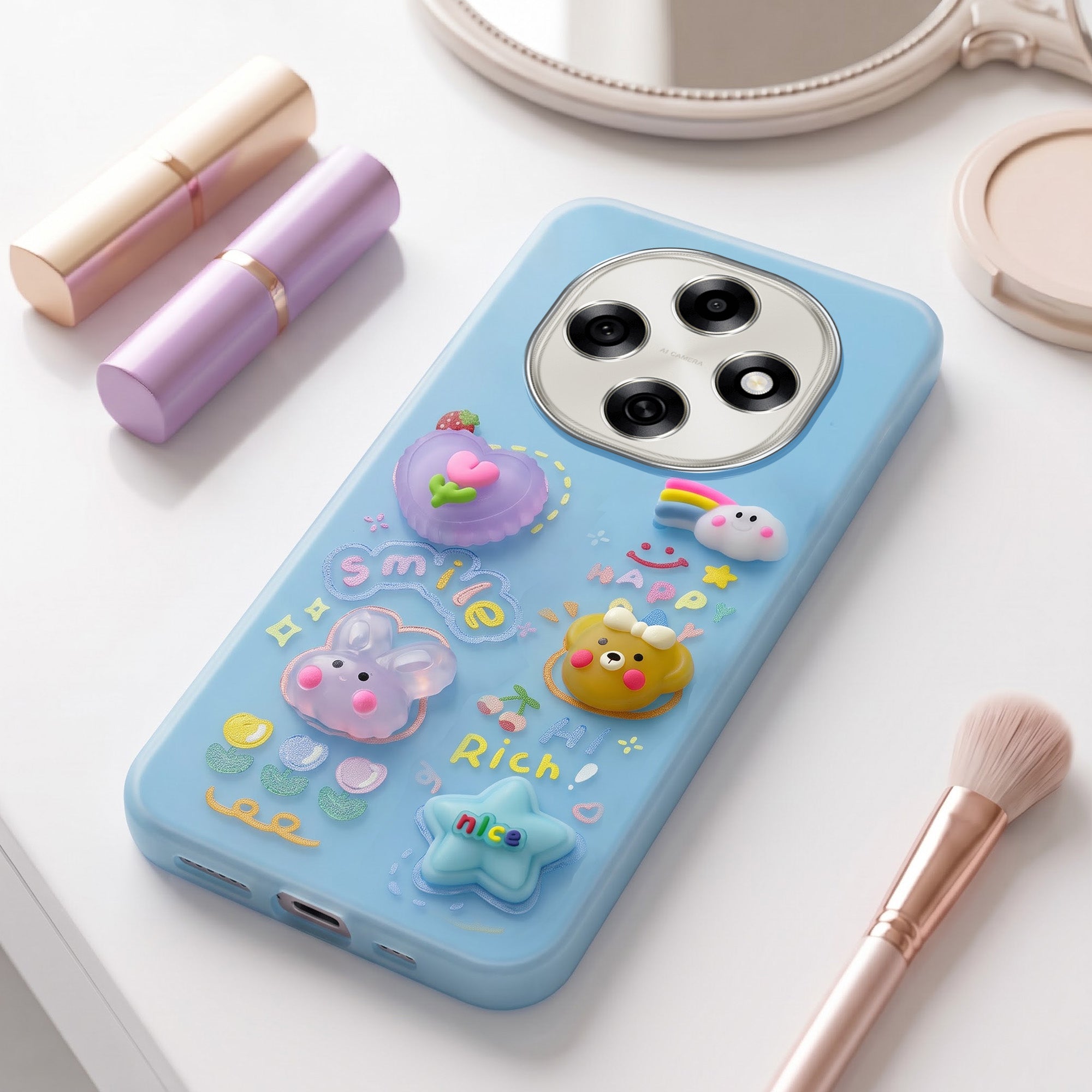 For Oppo F31 Pro Back Cover Case (3D Cute Cartoons | Hard Back Side Soft | Matte Premium Finish | HD Printing)