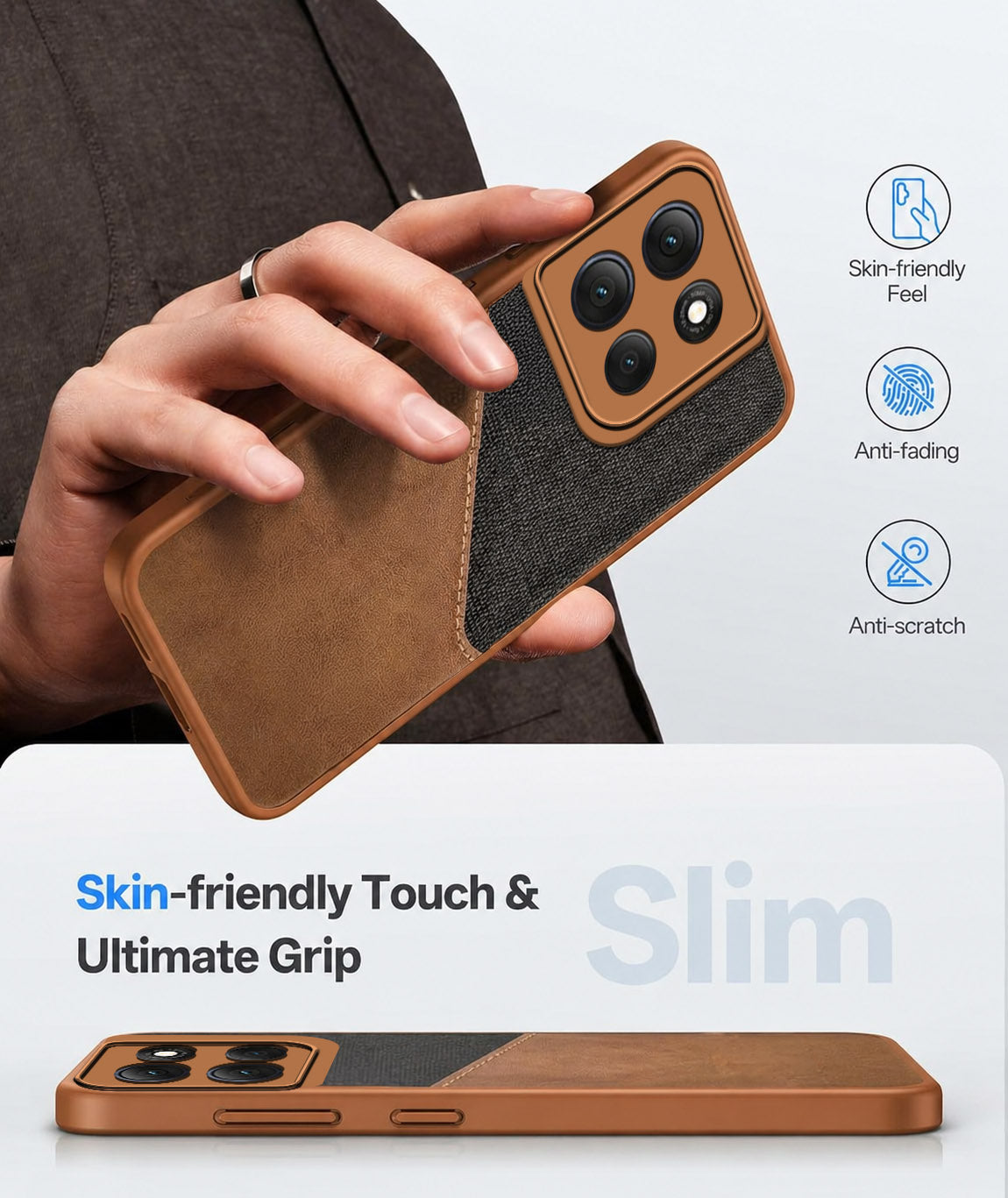 For Motorola Moto G86 Power Back Cover Case (Dual PU Leather Stitch | Professional Minimalist | Soft and Flexible)