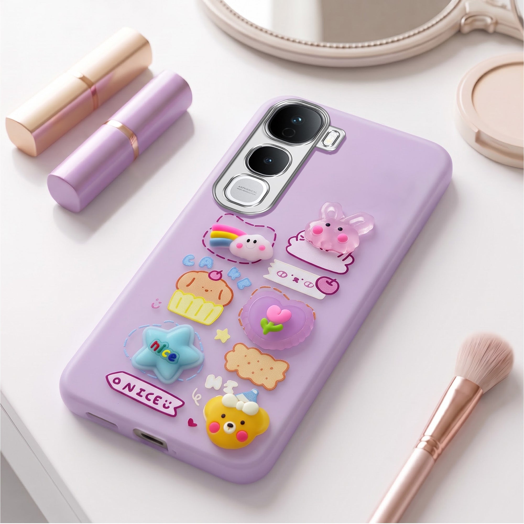 For Vivo Y400 Pro Back Cover Case (Cute 3D cartoon charms design | Slim Aesthetic Case for Girls | Camera Protection | Hard Unbreakable)