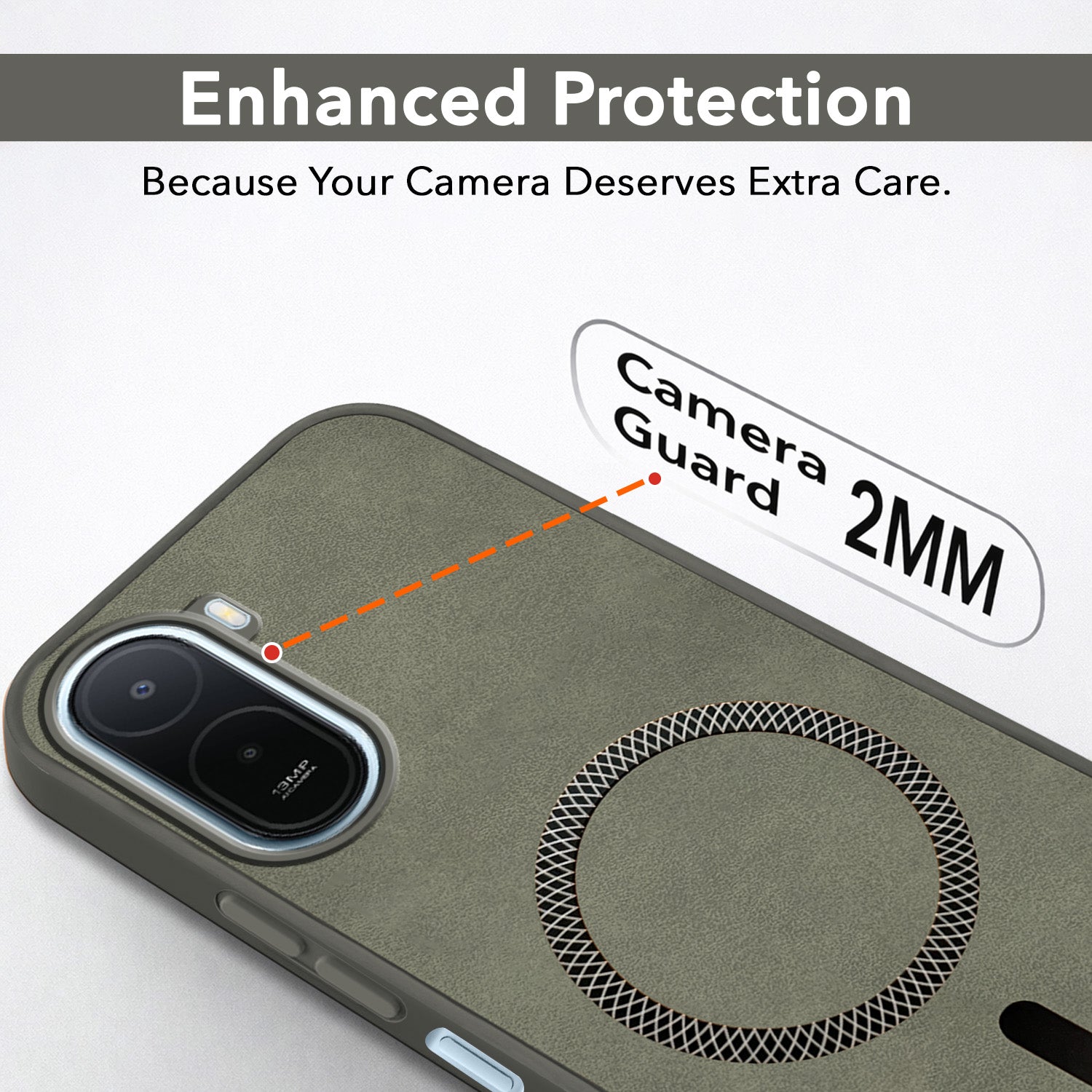 For Poco C81 |  C85X Back Cover Case Leather Finish (MagSafe Compatible Wireless Charging | Soft Touch | Camera Bump Protection)