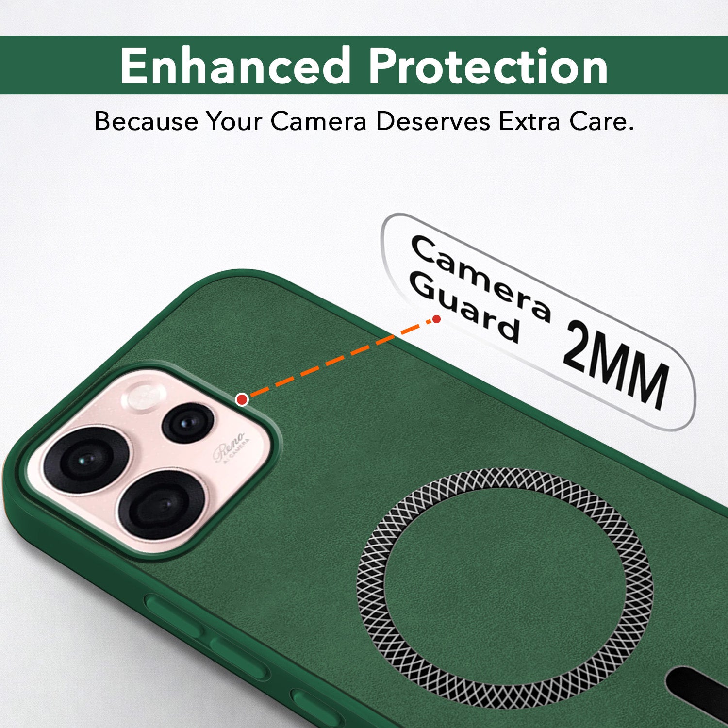 For Oppo Reno15 Pro Mini 5G | Oppo Reno 15 Pro Mini 5G Back Cover Case  Leather Finish  (MagSafe Compatible Wireless Charging | Soft Touch | Camera Bump Protection)