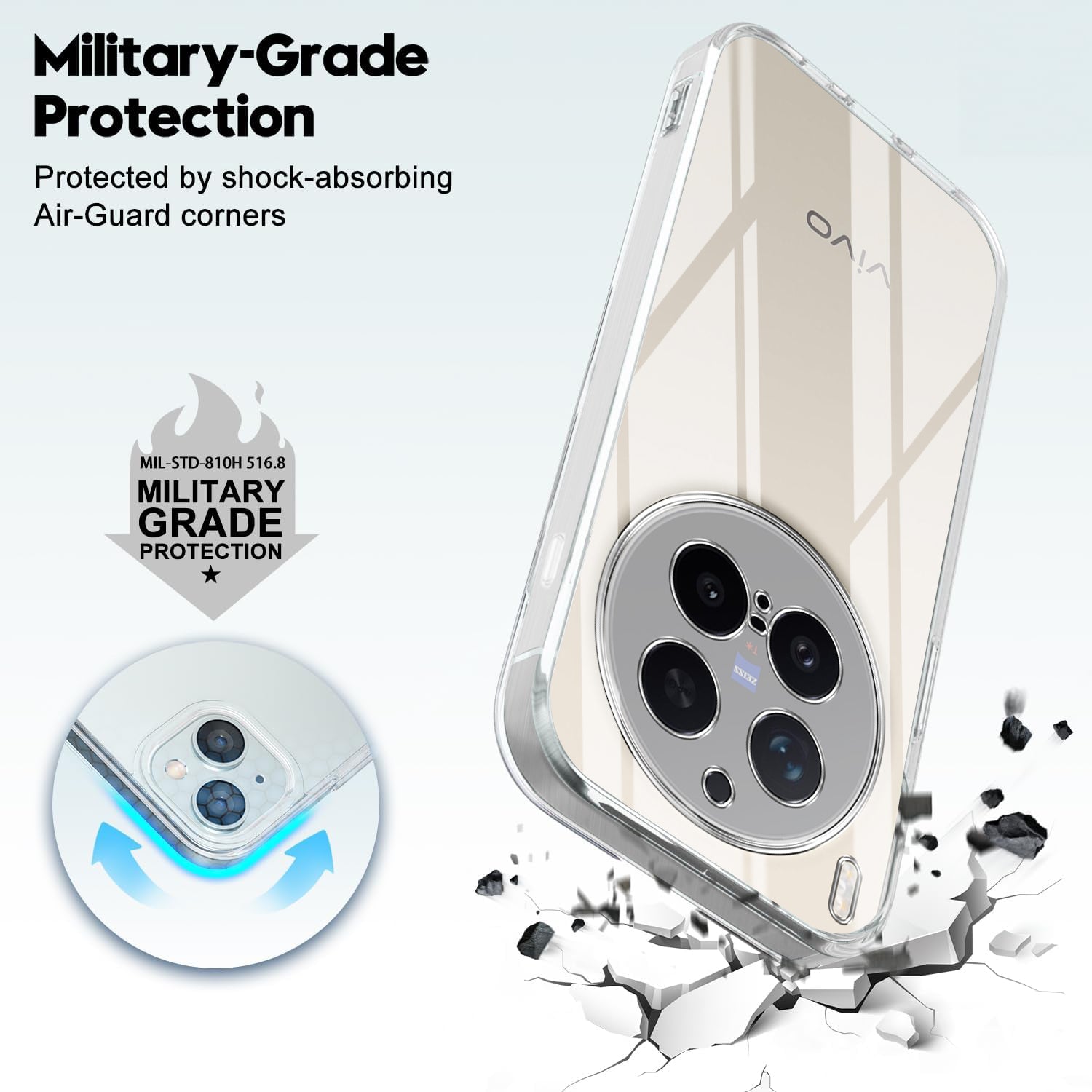 For Vivo X300 Pro Back Cover Case Silicone (Clear Shockproof Case with Camera Protection | Soft and Flexible | Transparent)