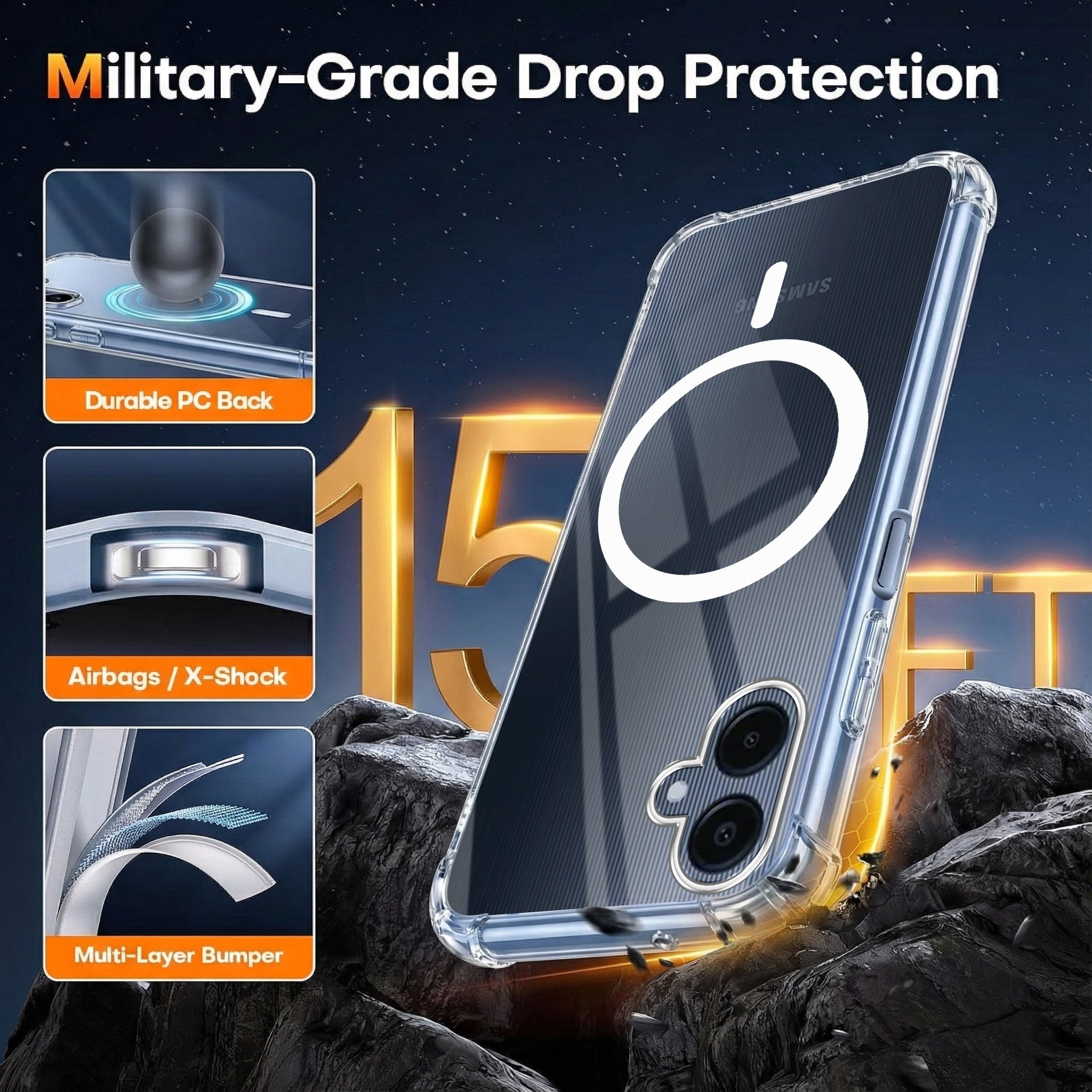 For Samsung Galaxy A06 Back Cover Shockproof Crystal-Clear (Magsafe Wireless Support | Drop & Camera Protection | Hard Polycarbonate)