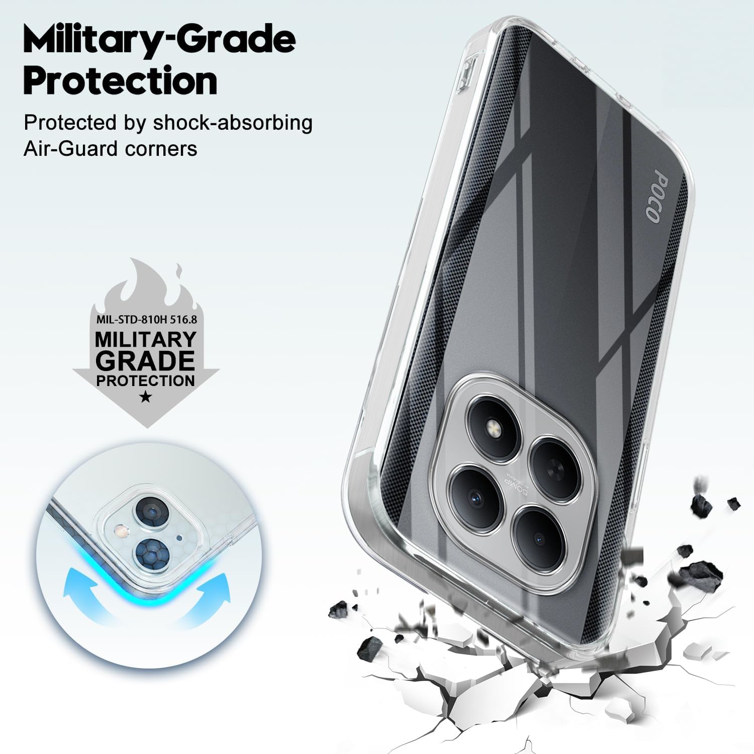 For Poco M8 5G Back Cover Case Silicone (Clear Shockproof Case with Camera Protection | Soft and Flexible | Transparent)
