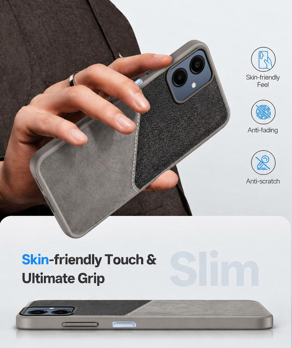 For Samsung Galaxy A06 Back Cover Case (Dual PU Leather Stitch | Professional Minimalist | Soft and Flexible)