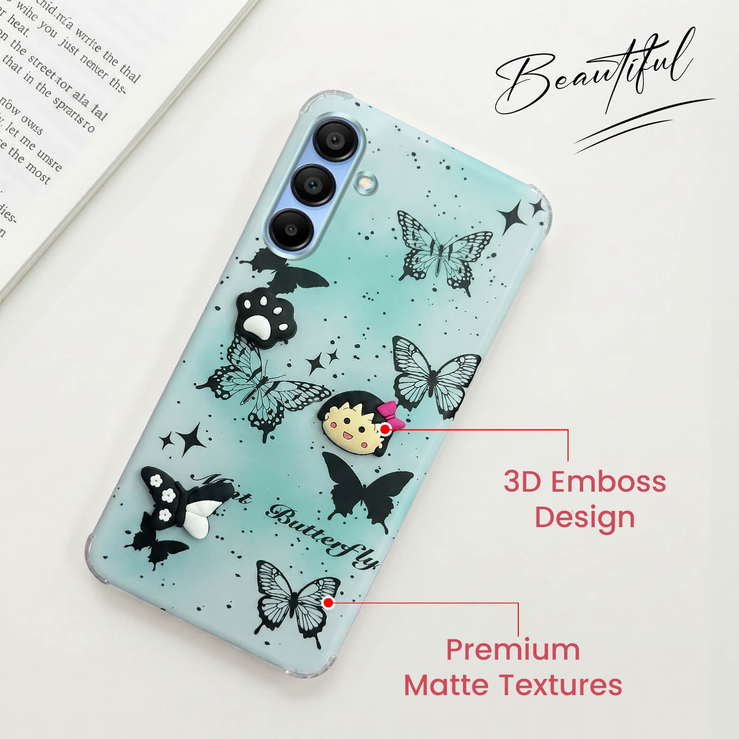 For Samsung Galaxy A15 5G Back Cover Case (3D Cute Cartoons | Hard Back Side Soft | Matte Premium Finish | HD Printing)