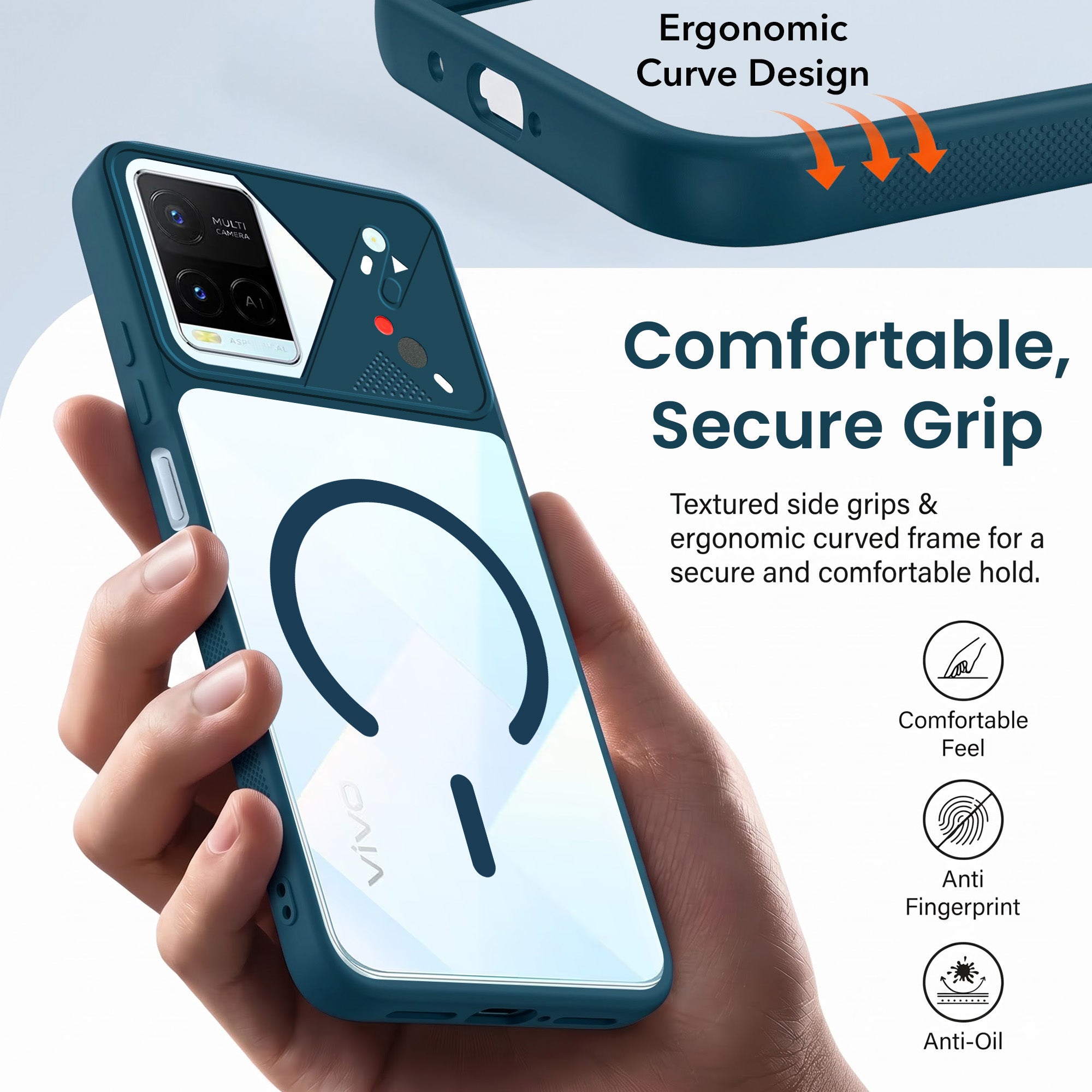 For Vivo Y21e | Vivo Y21A | Vivo Y32 Back Cover Case Lifetime Anti-Yellow Clear (Camera Protection | Side Grip | Wireless MagSafe Compatible)